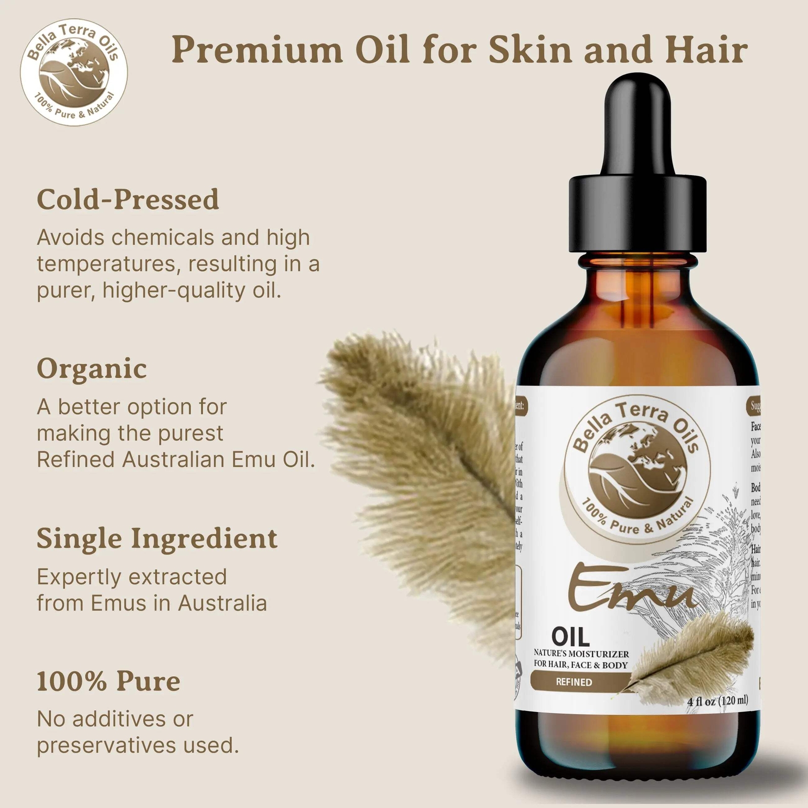 Emu Oil: Natural, Pure, Deeply Penetrating for Skin and Hair Care
