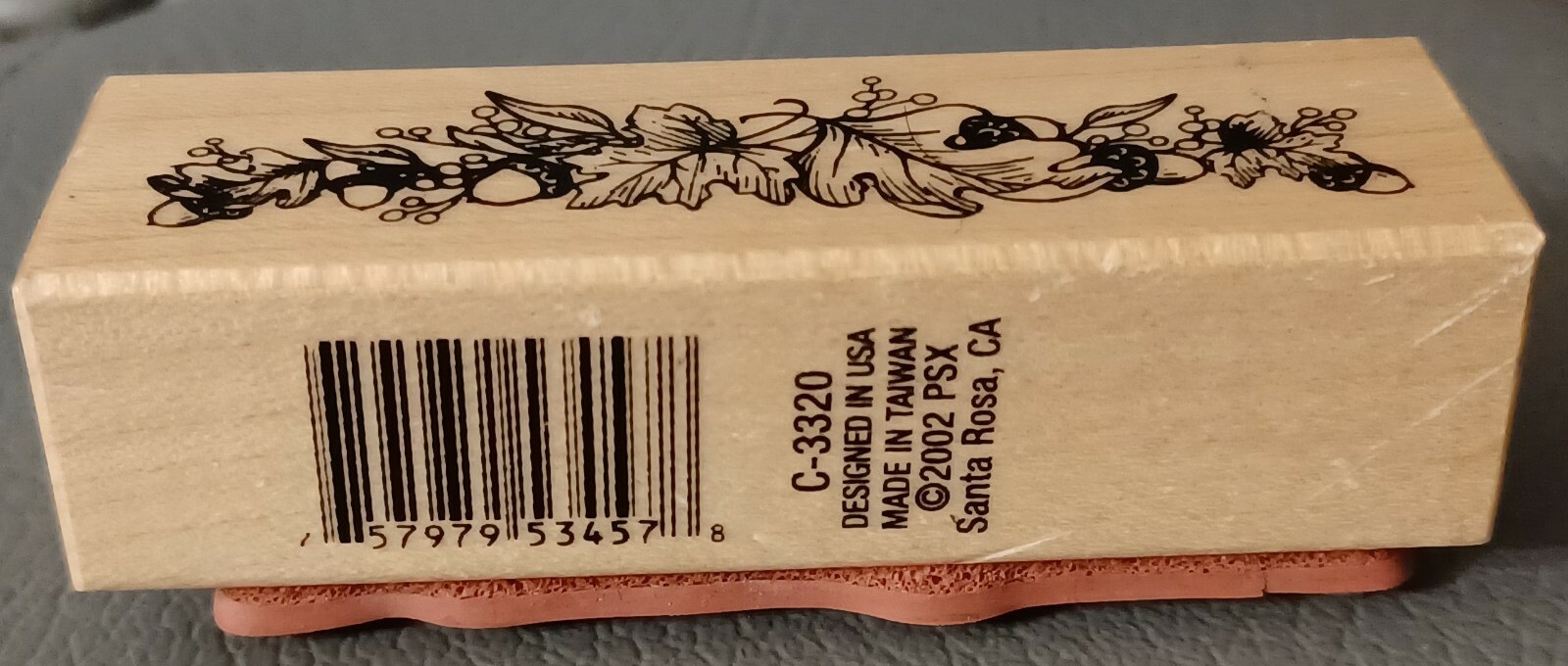 PSX Autumn Oak Leaves and Acorns Border Wood Mounted Rubber Stamp C3320