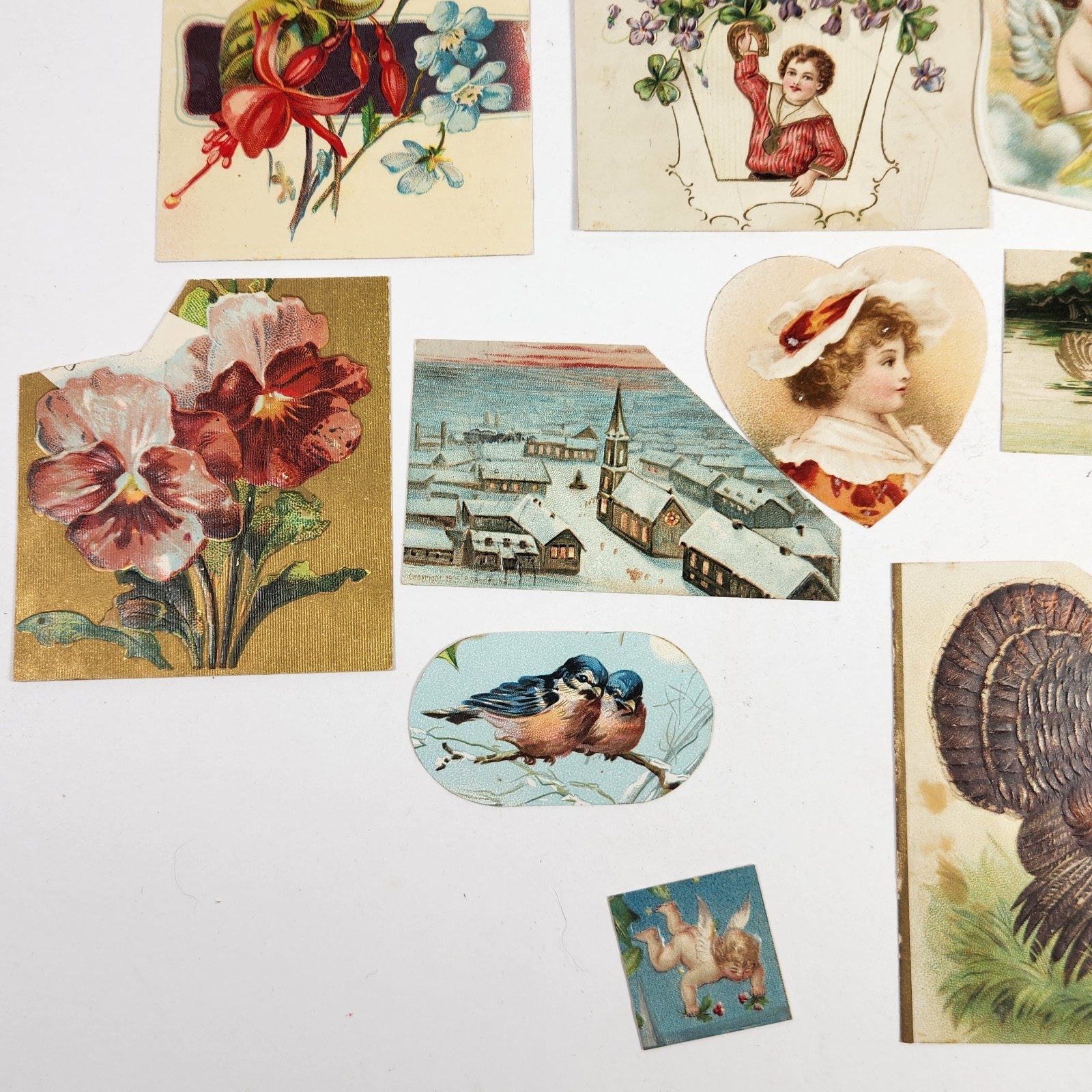 Antique Ephemera Mixed Postcard Remnants, Scrapbook Pieces Early 1900s Mixed Lot
