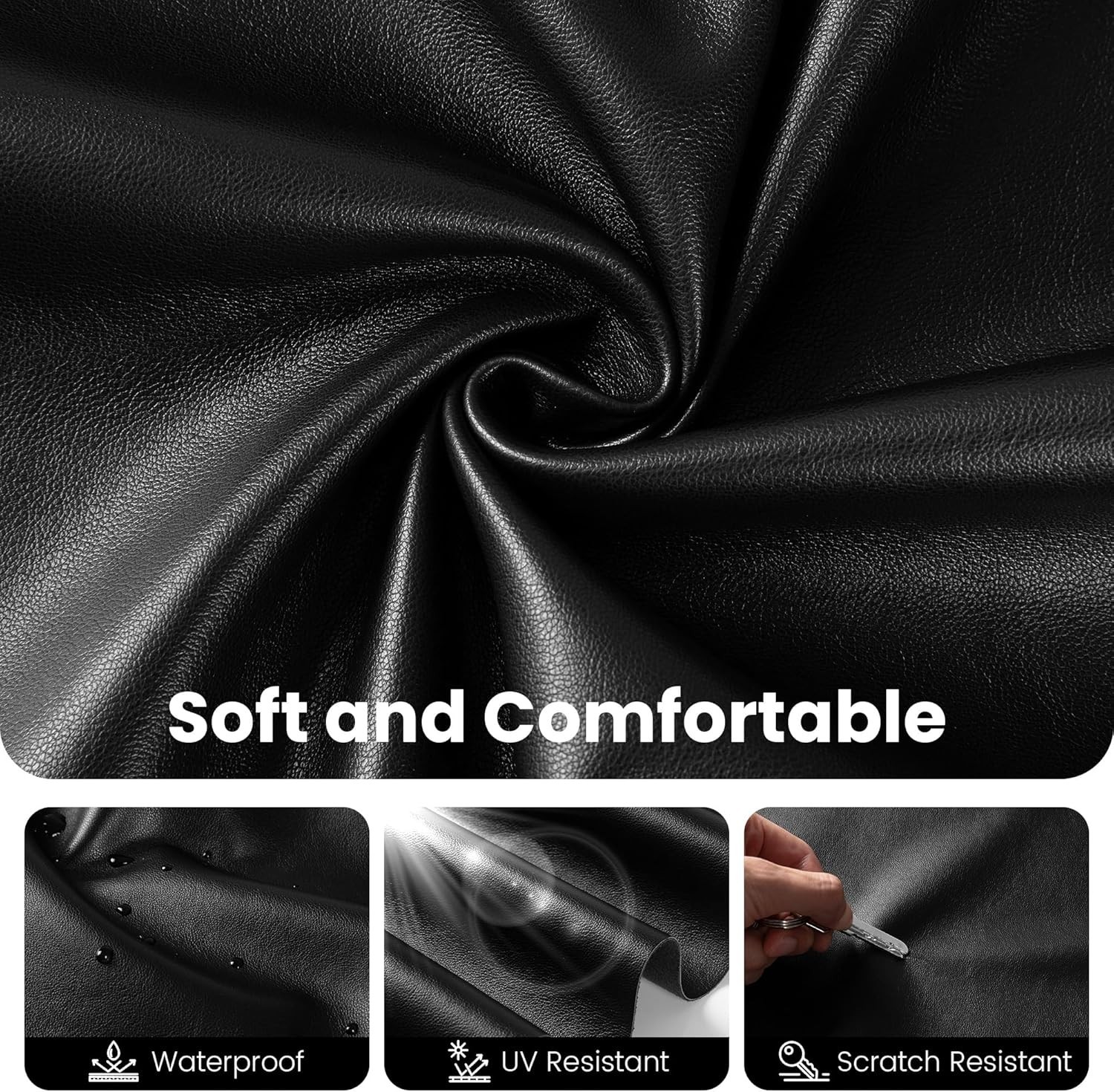 Marine Vinyl Fabric Upholstery Faux Leather Fabric by The Yard 0.95 mm Thick PU