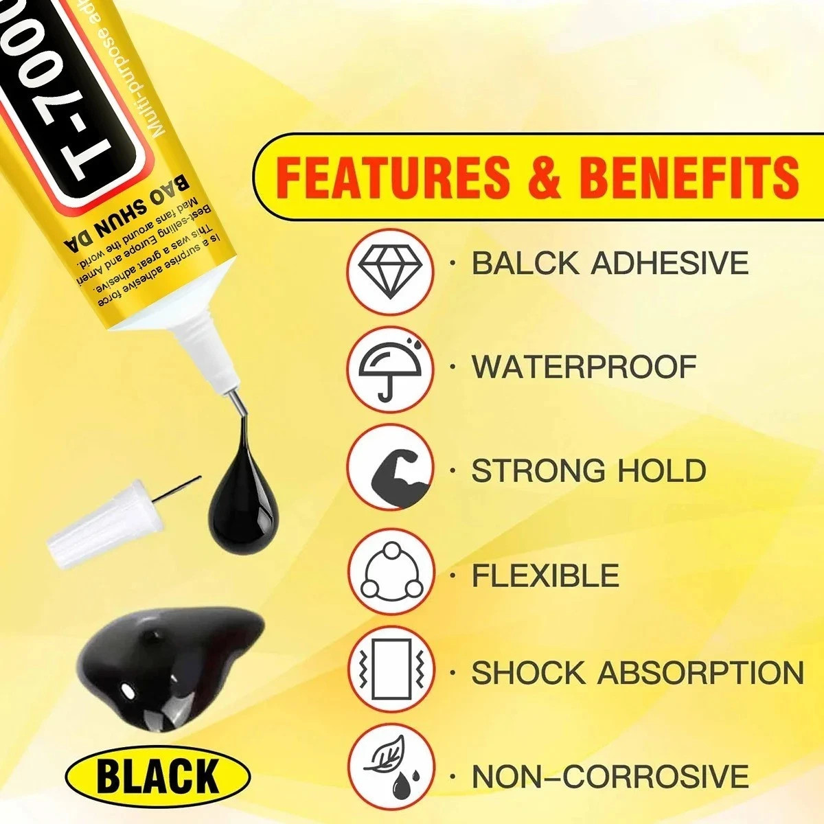 T7000 Black Repair Glue Strong Adhesive for Phone Tablet Precision Applicator