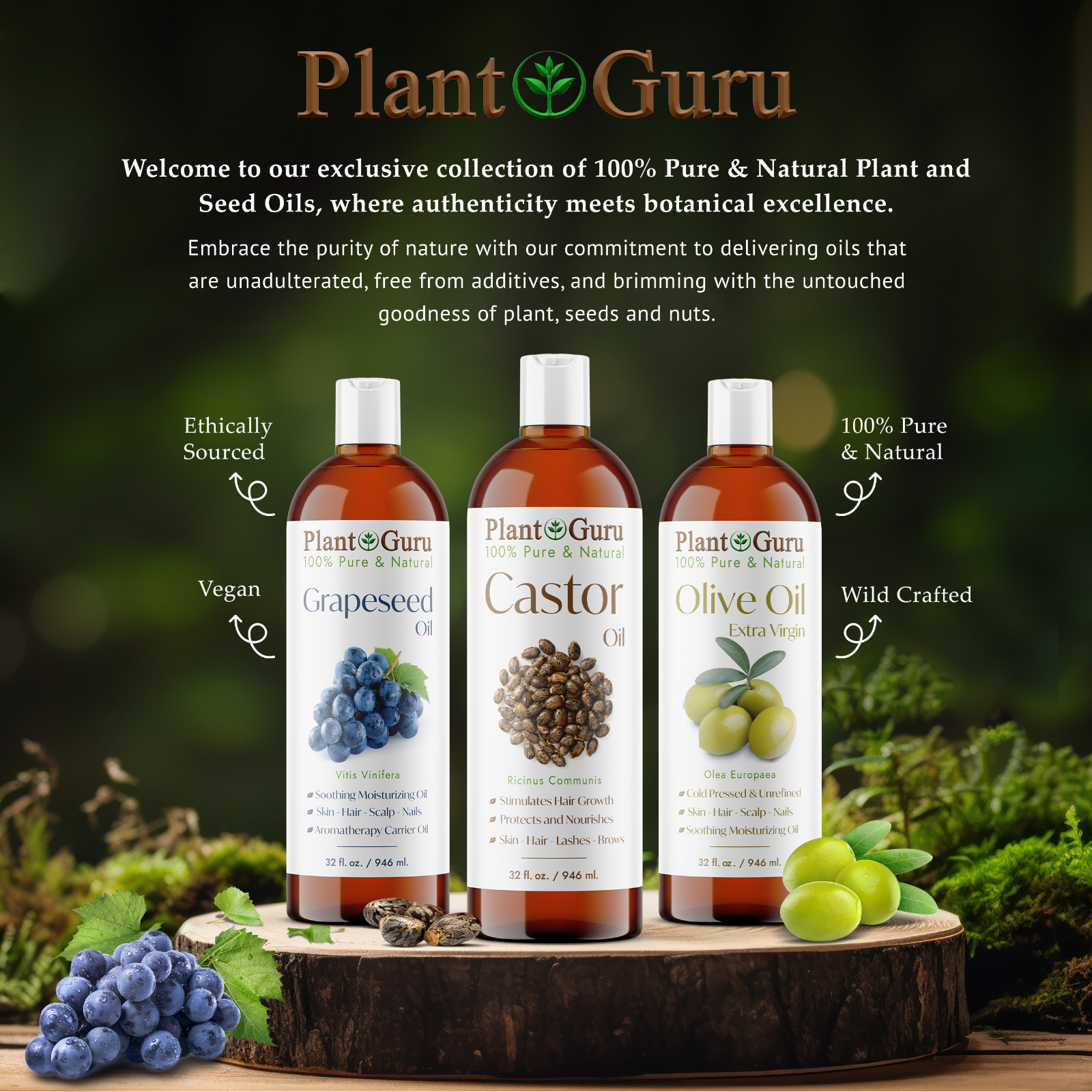 32 oz. Carrier Oil Bulk 100% Pure Natural Cold Pressed For Skin, Hair , Massage