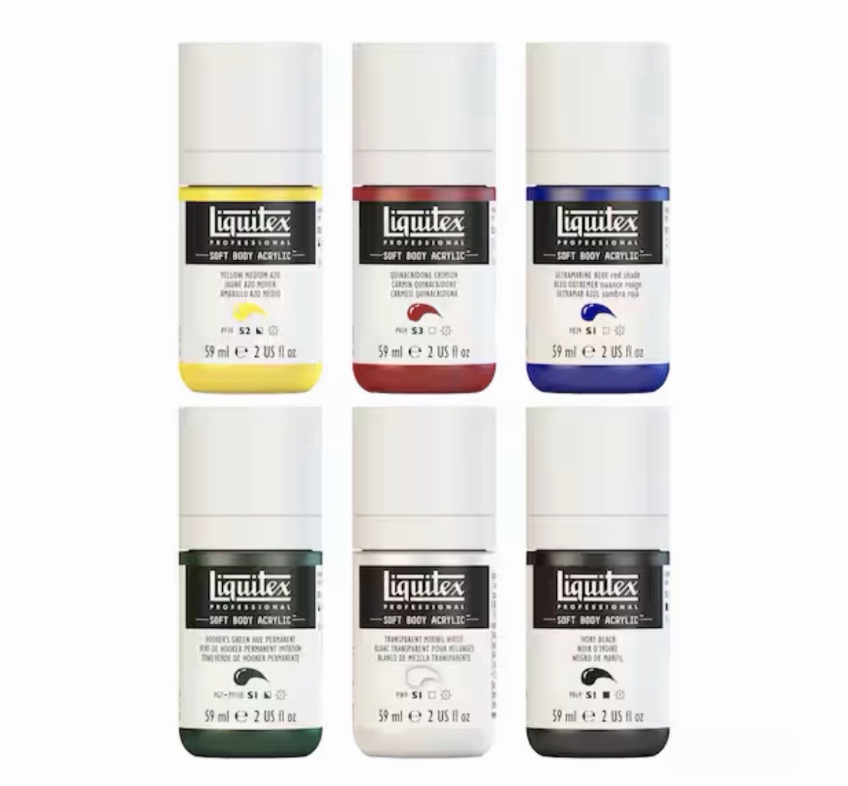 LIQUITEX SOFT BODY ACRYLIC MIXING SET 6pc BRAND NEW FREE SHIPPING