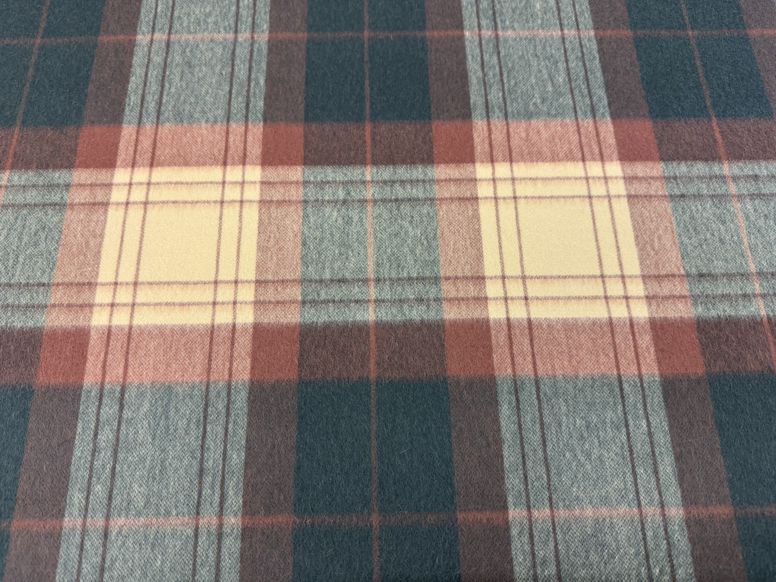Sandra Jordan Wool Plaid Fabric- Prima Alpaca Plaid / Rosemary Amaretto 3.40 yds