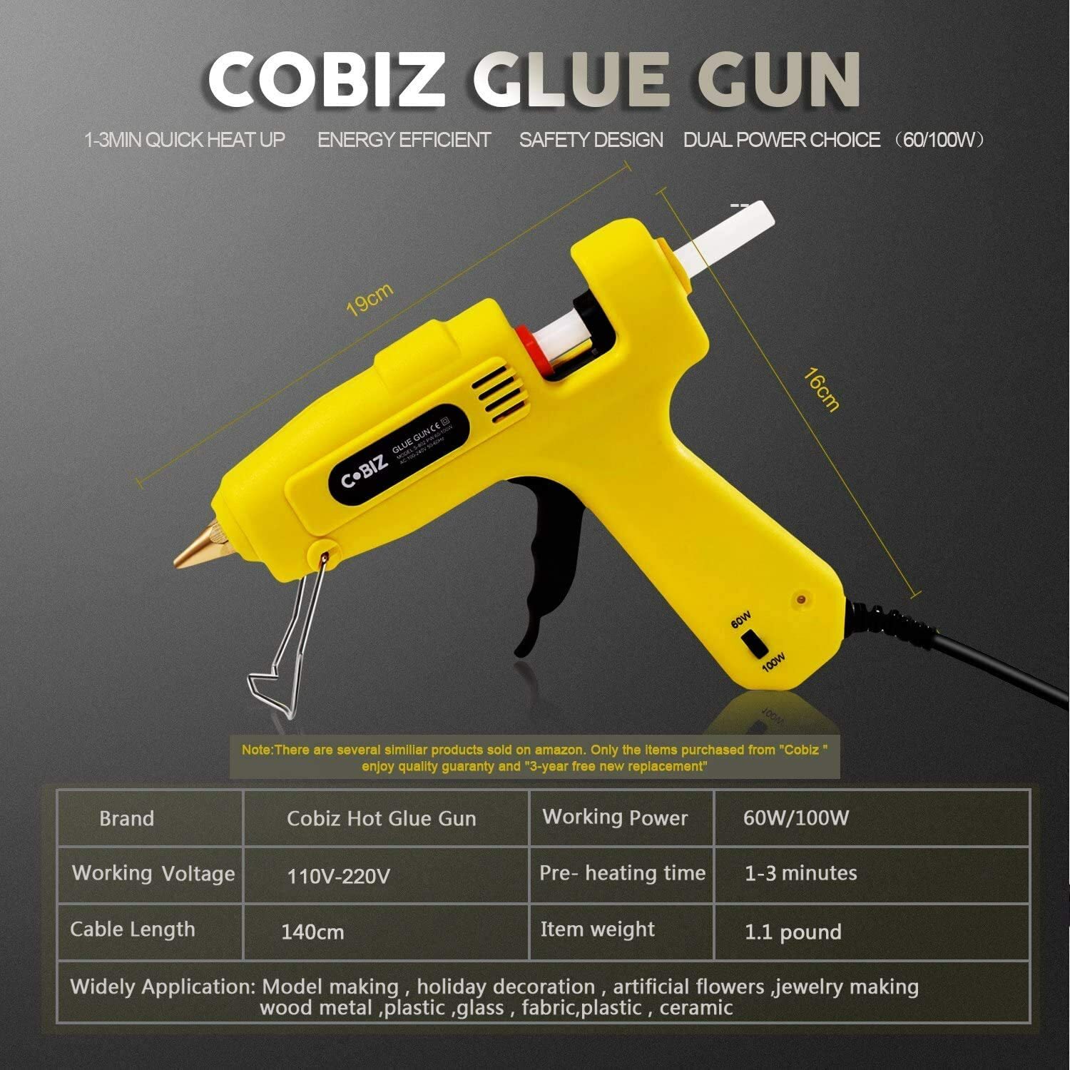 Hot Glue Gun High Temp-Full Size 60/100W Dual Power Heavy Duty Melt Glue gun
