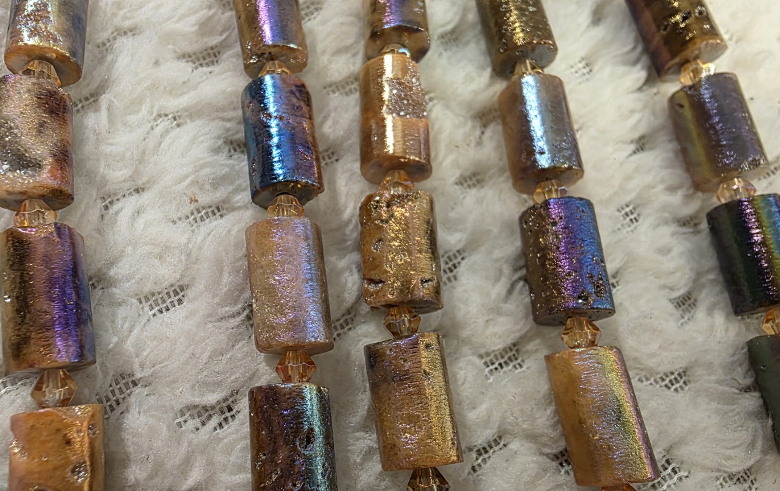 Jewelry Making Beads HUGE NEW LOT 5 Strands Shimmering Agate Tubes Color Gallery