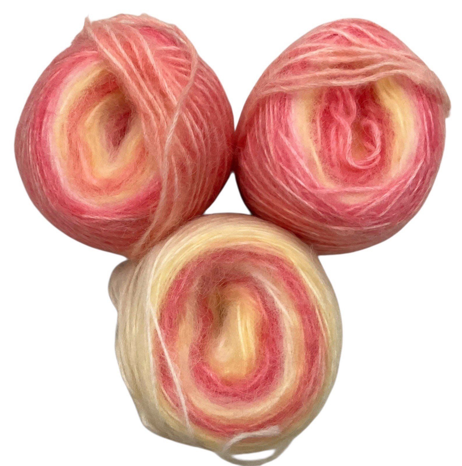 3-Okidoki Cakes Mohair Yarn 100g Each Color Gradient Pink Peach Yellow