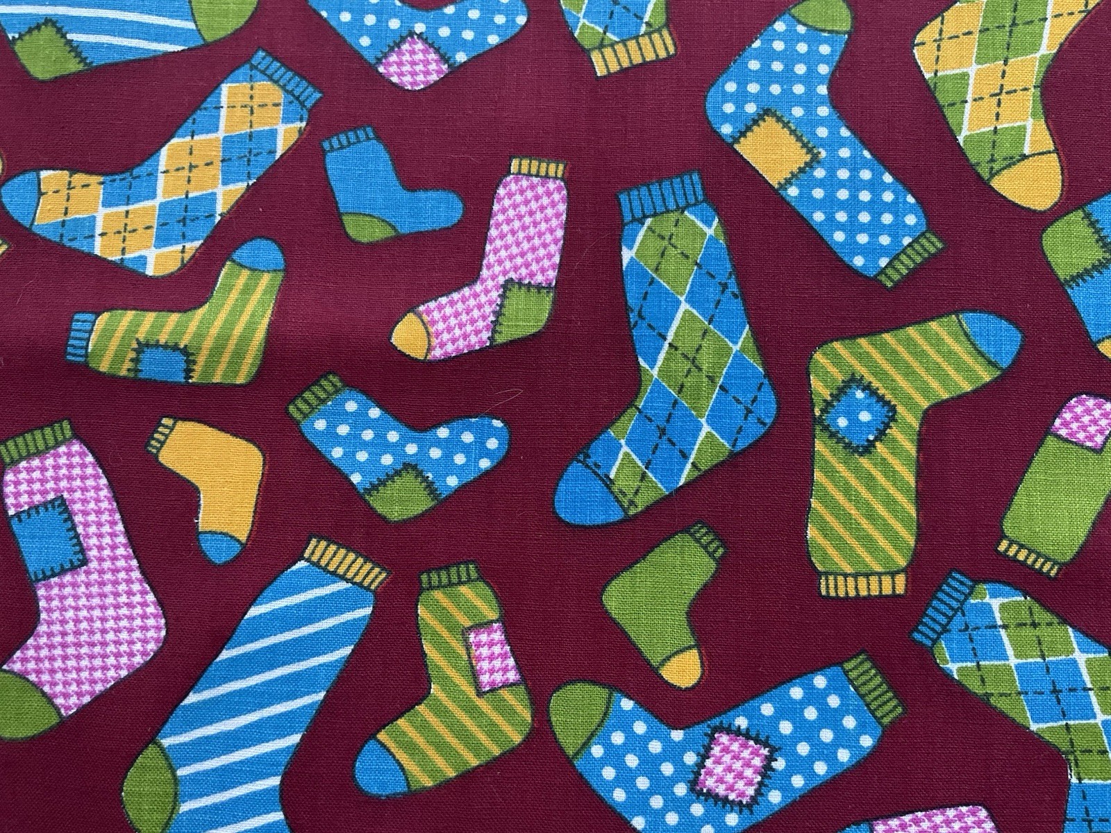 cotton fabric Colorful Socks Red 44″ x 56”209