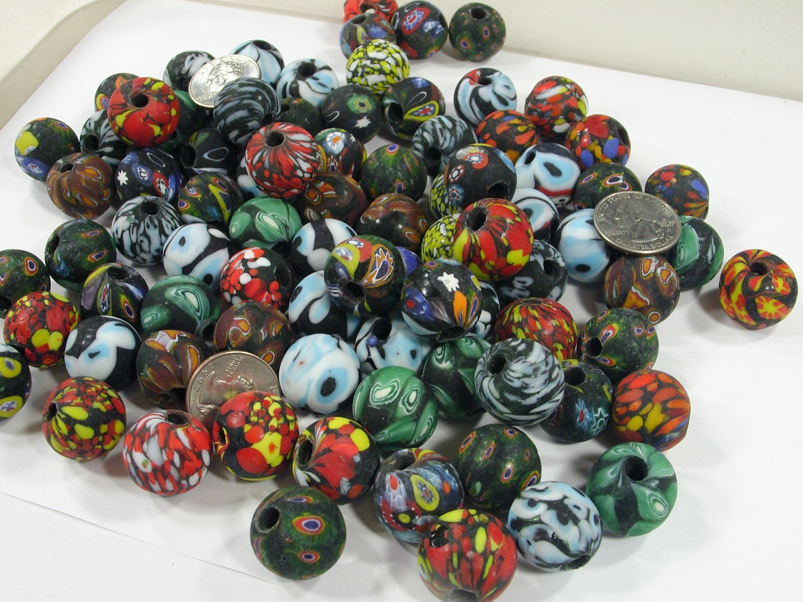 2 Pounds Large Multicolor India Handmade Millefiori Glass Beads Bulk (MNP-12B) ⭐