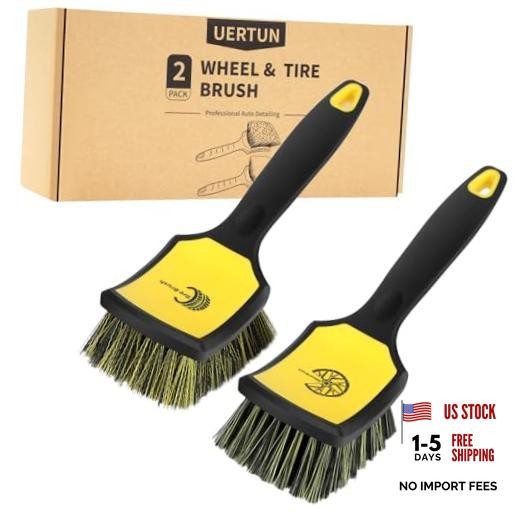 Wheel and Tire Brush Detailing Kit, Yellow | Soft Rim Brush & black yellow