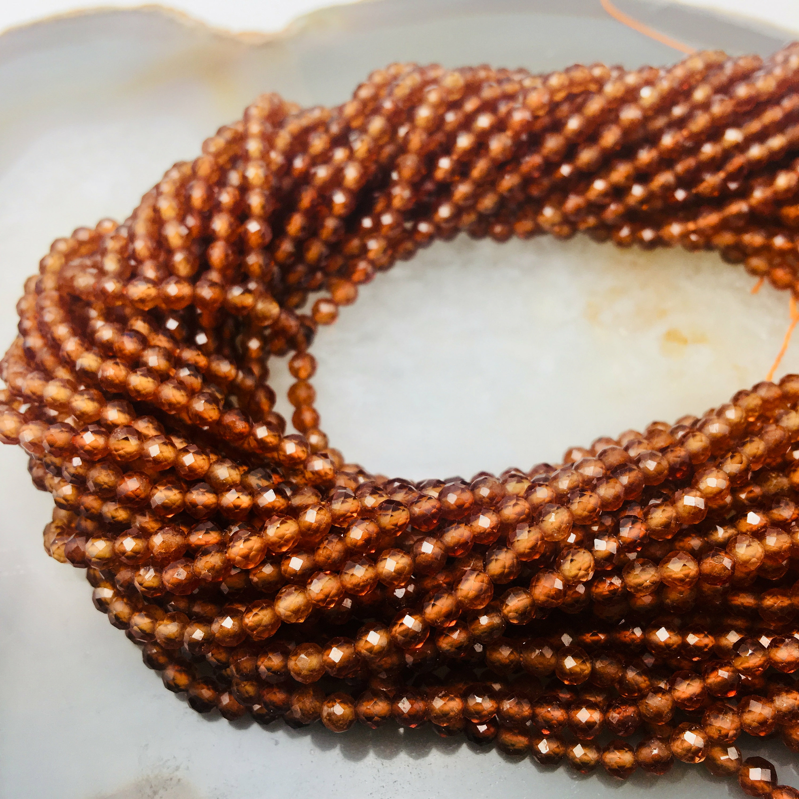 Natural Hessonite Orange Garnet Faceted Round Beads 2.5mm 3mm 4mm 5mm 15.5″ Strd