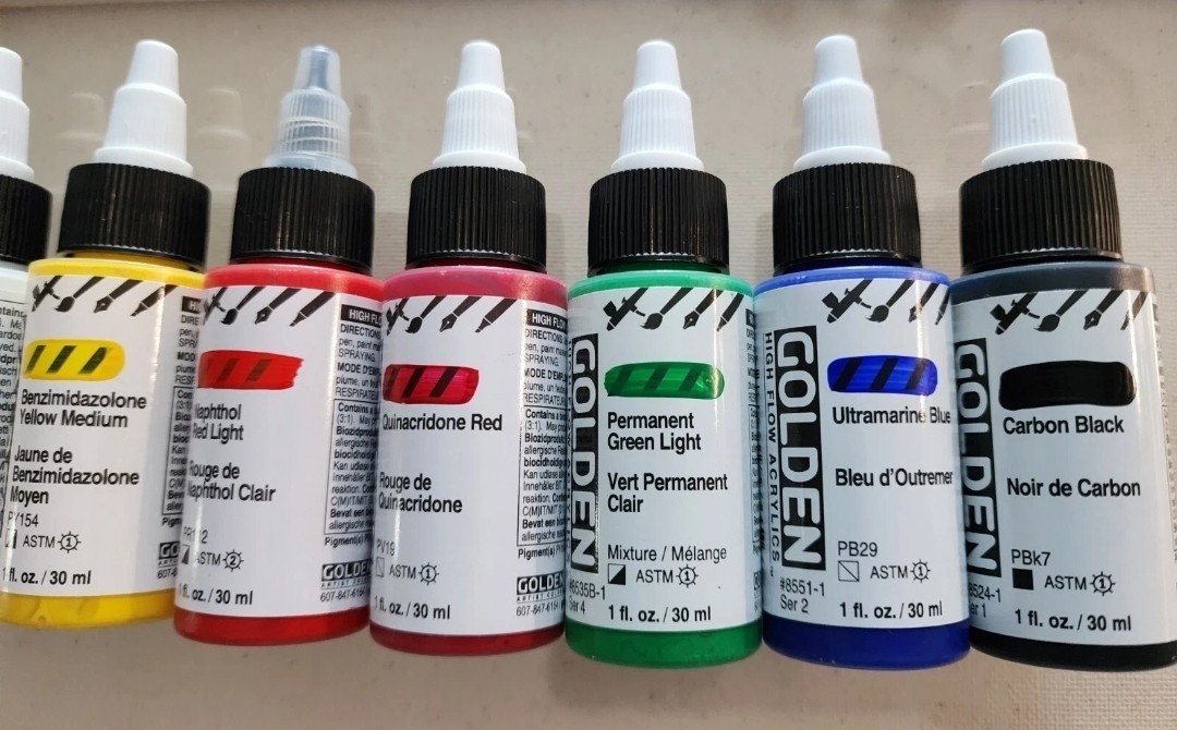 Golden High Flow And Fluid Acrylic 7 Bottles x 1 oz each