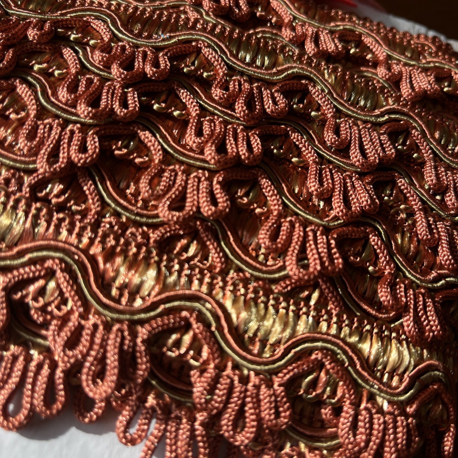Orange/Rust Native Decorative Scroll Style Braid Gimp Trim 7 Yard Piece 1” Wide