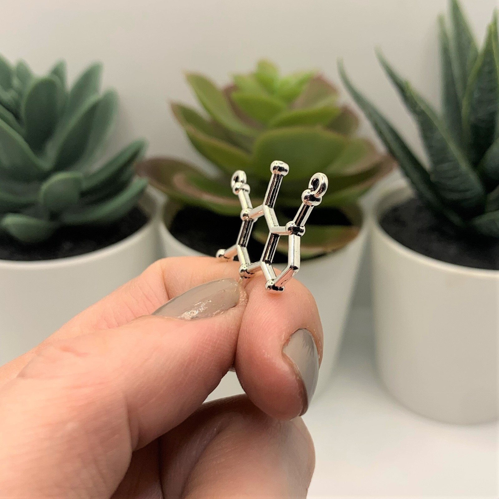 Silver Caffeine Molecule Connector Charms, 24x26mm – US Seller
