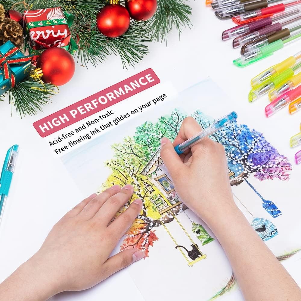 Aen Art Glitter Gel Pens, 100 Color Glitter Pen Set for Making Cards, 30% More I