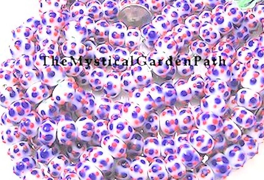 12 Lampwork Glass Bumpy Red White & Blue 12x9mm Rondelle Patriotic Beads *