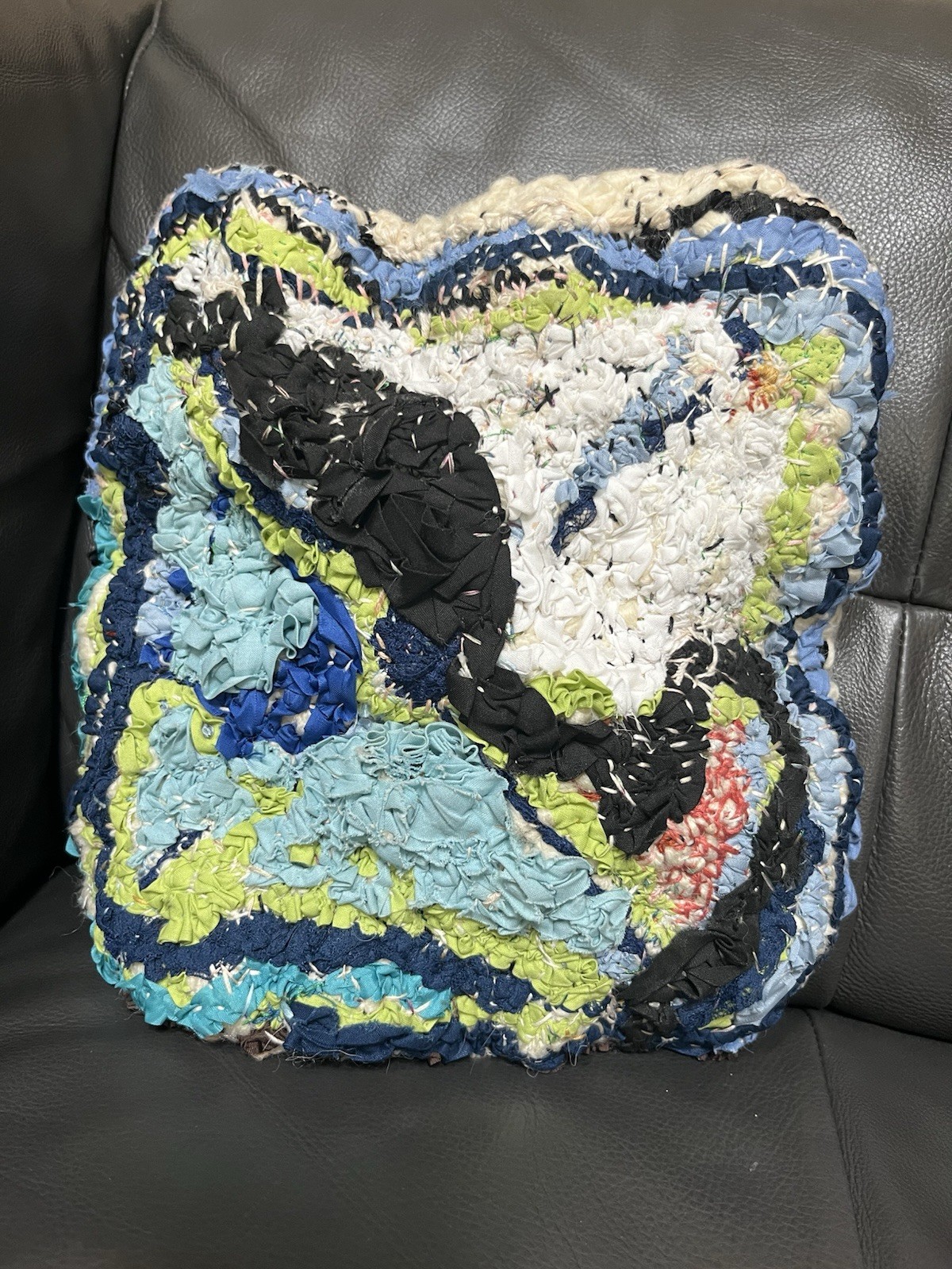 Handmade Textile Fiber Art Wall Hanging OOAK Mixed Media 10×10 Abstract Decor