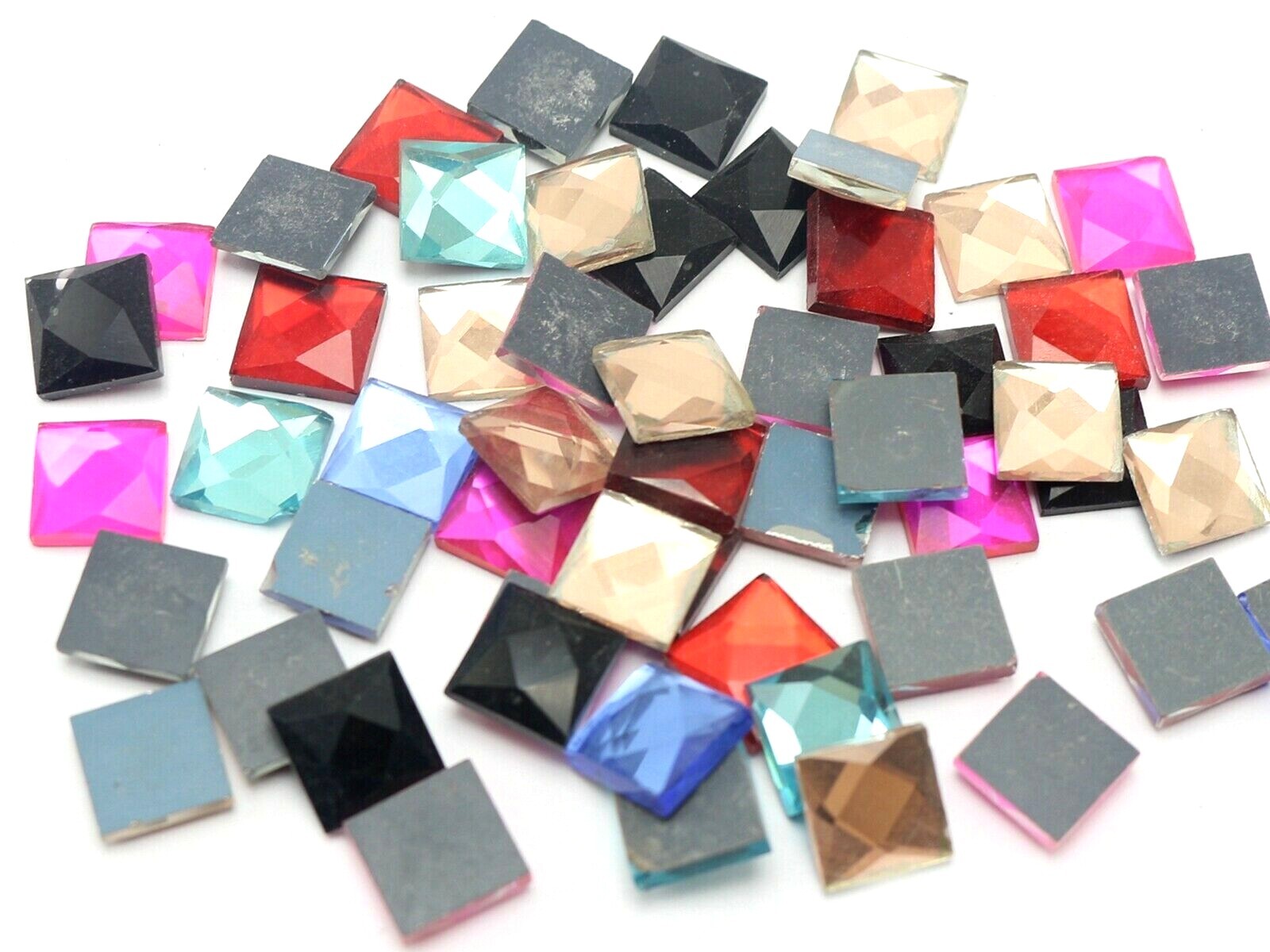 100 Faceted Square Flatback Glass Crystal Rhinestone Gems 10X10mm Color Choice