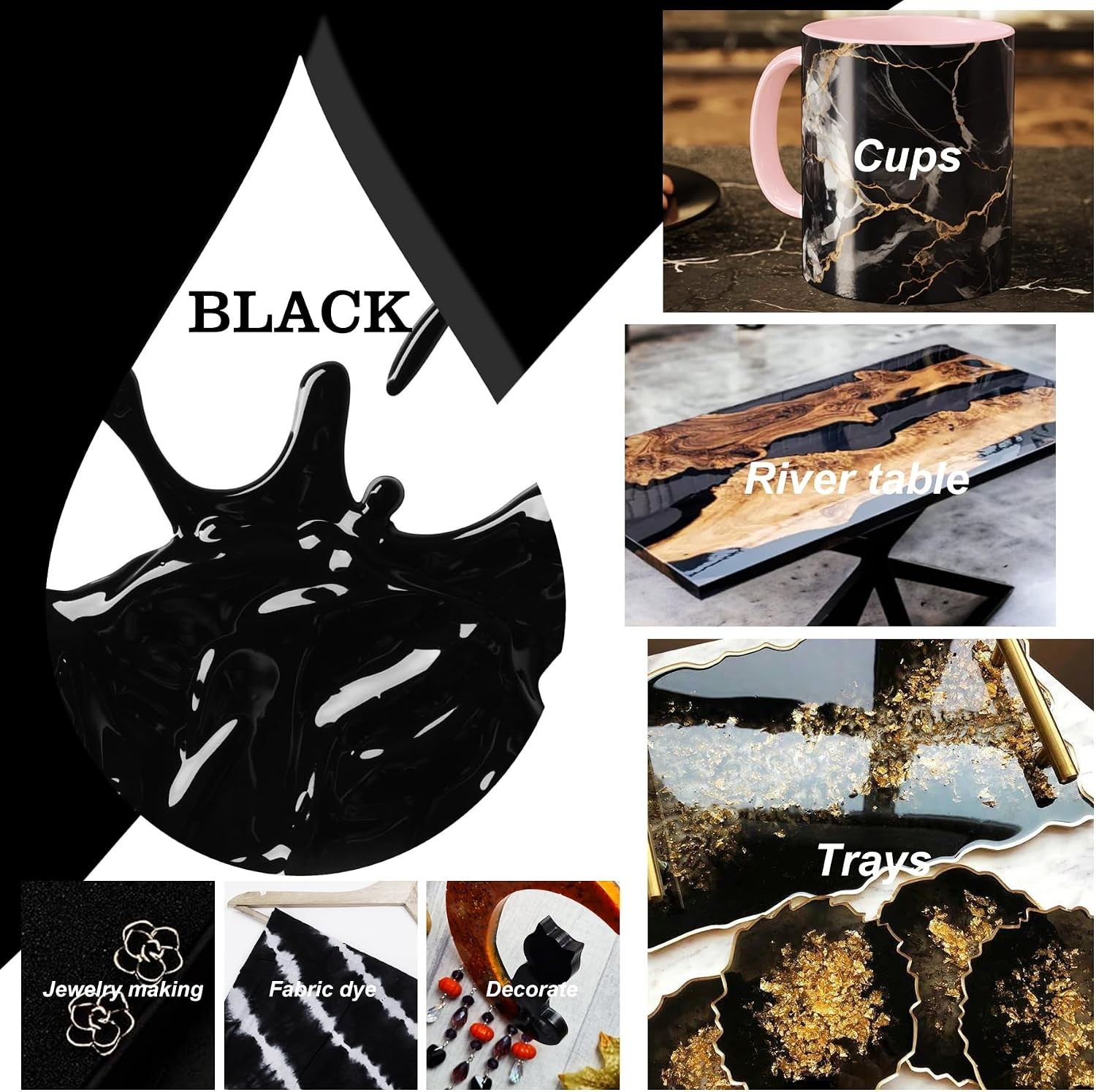 Black Epoxy Resin Pigment Paste 3.4 fl oz 100ml Concentrated DIY Art Dye
