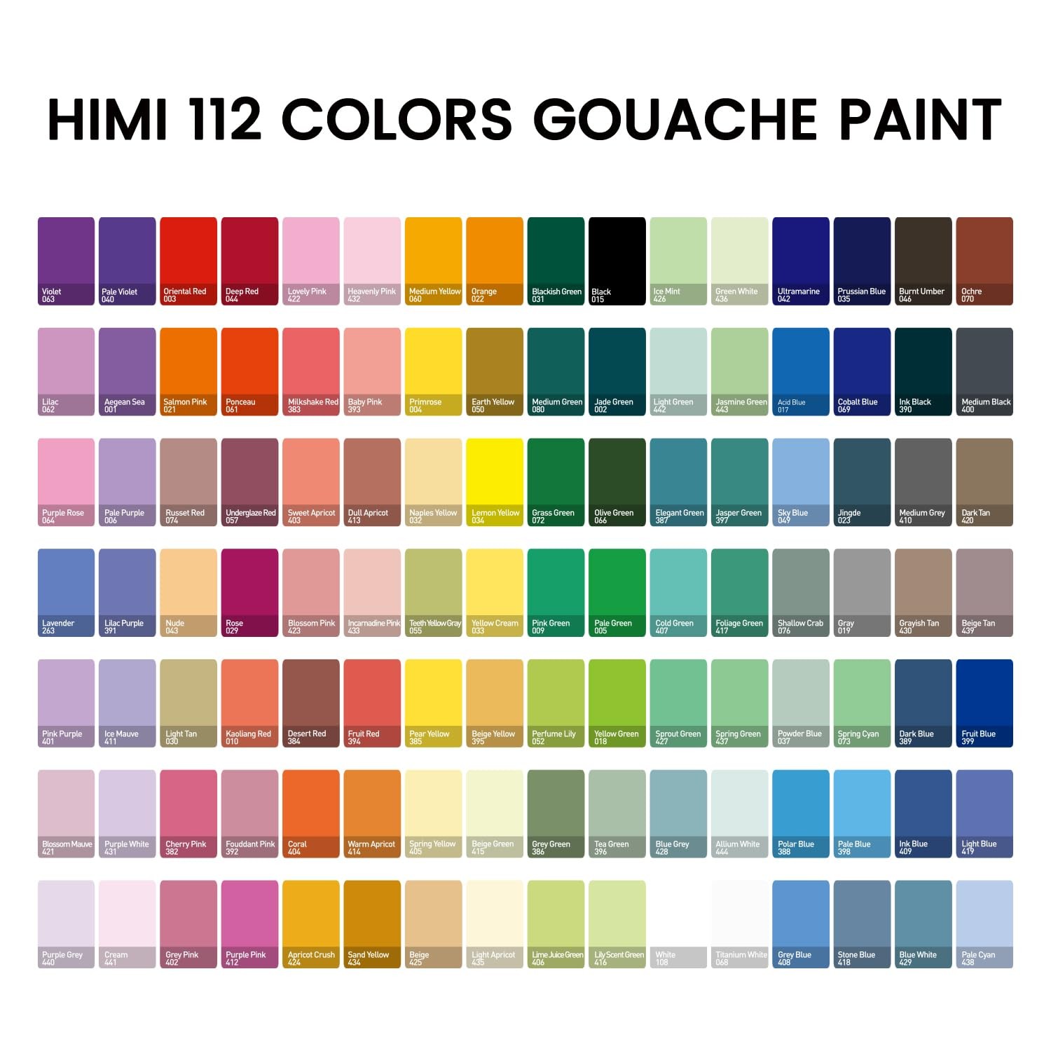 HIMI Gouache Paint Set, 112 Colors x 12g Twin Jelly Cup Design in Carrying Ca…