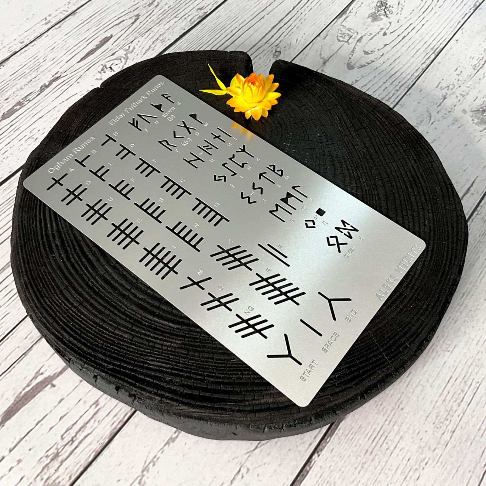 No.421 Metal Stencil, Elder Futhark and Ogham Runes, Ancient Alphabet, Sigil …