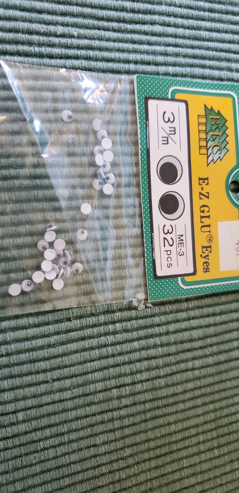 Large Lot Of Glue On Googly Wiggle Eyes, Most NIP, 3 mm to 15 mm
