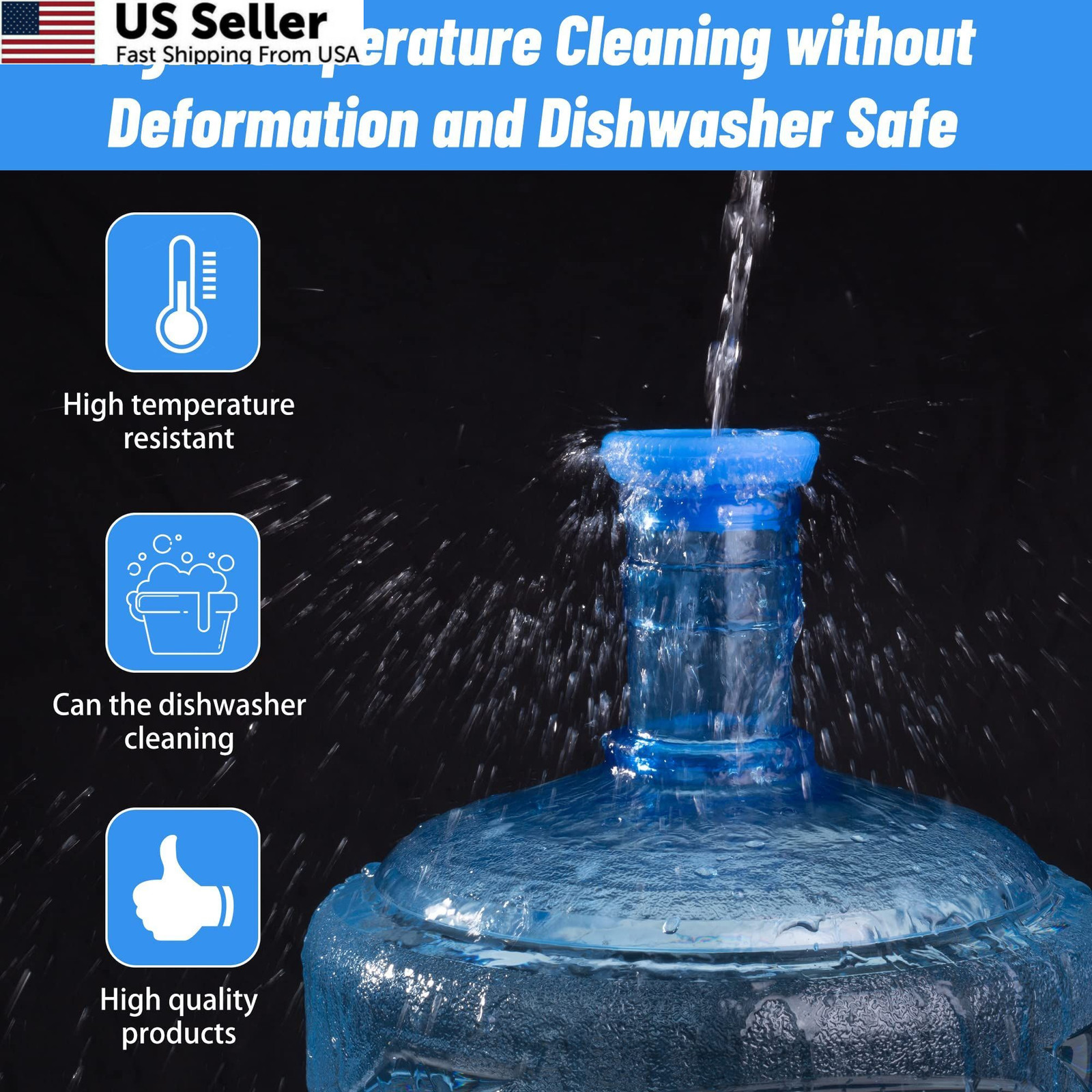 3 & 5 Gallon Water Jug Caps Reusable – Non-Spill 55mm Bottle 55mm, Blue