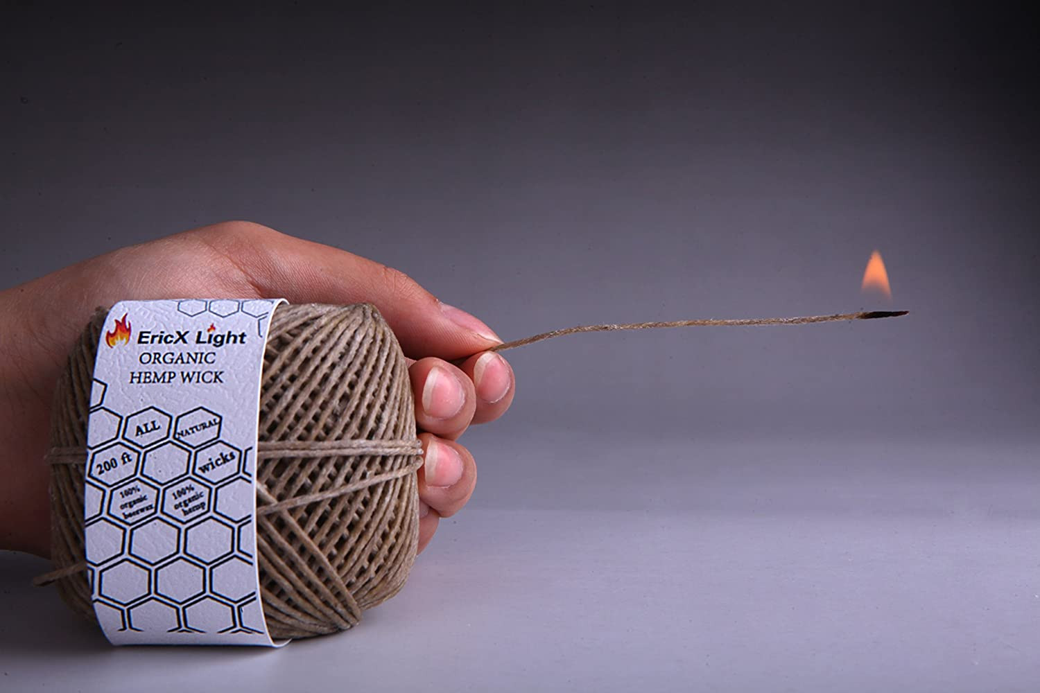 100% Organic Hemp Wick,200 FT Spool,Well Coated with Beeswax,Standard Size 1.0Mm