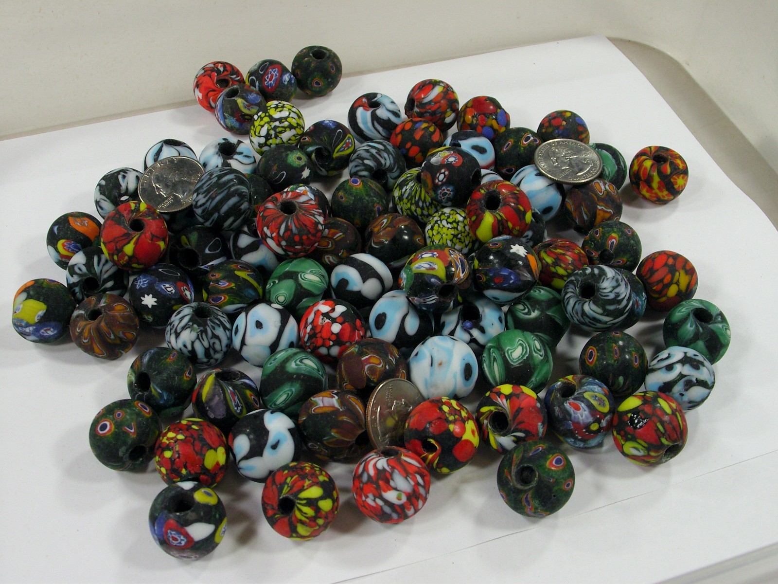 2 Pounds Large Multicolor India Handmade Millefiori Glass Beads Bulk (MNP-12B) ⭐