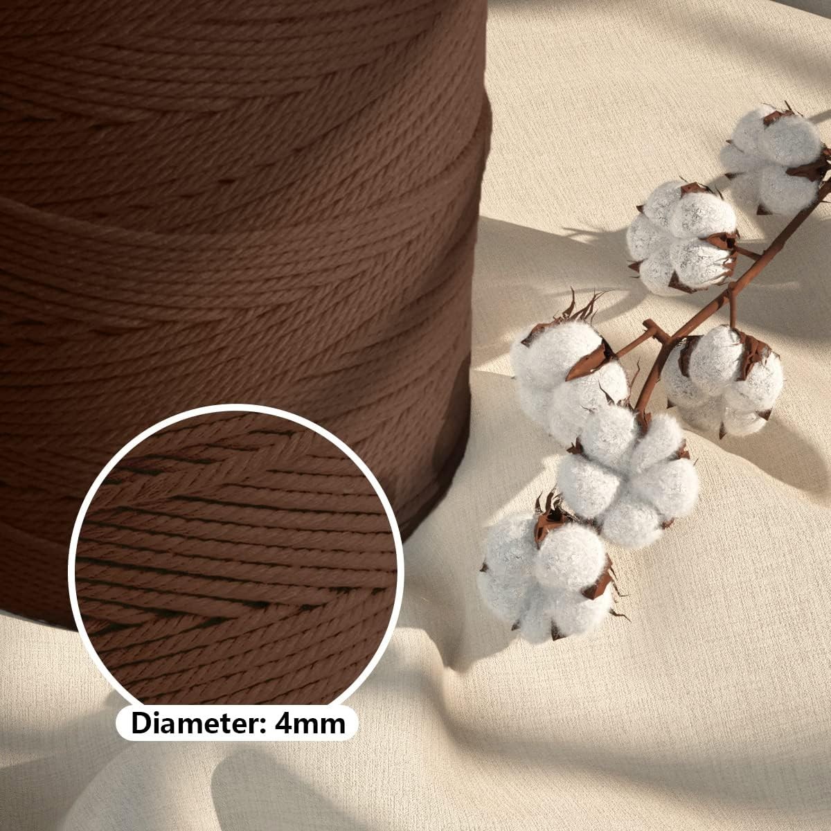 Eco-Friendly 4mm Brown Macrame Rope 500m