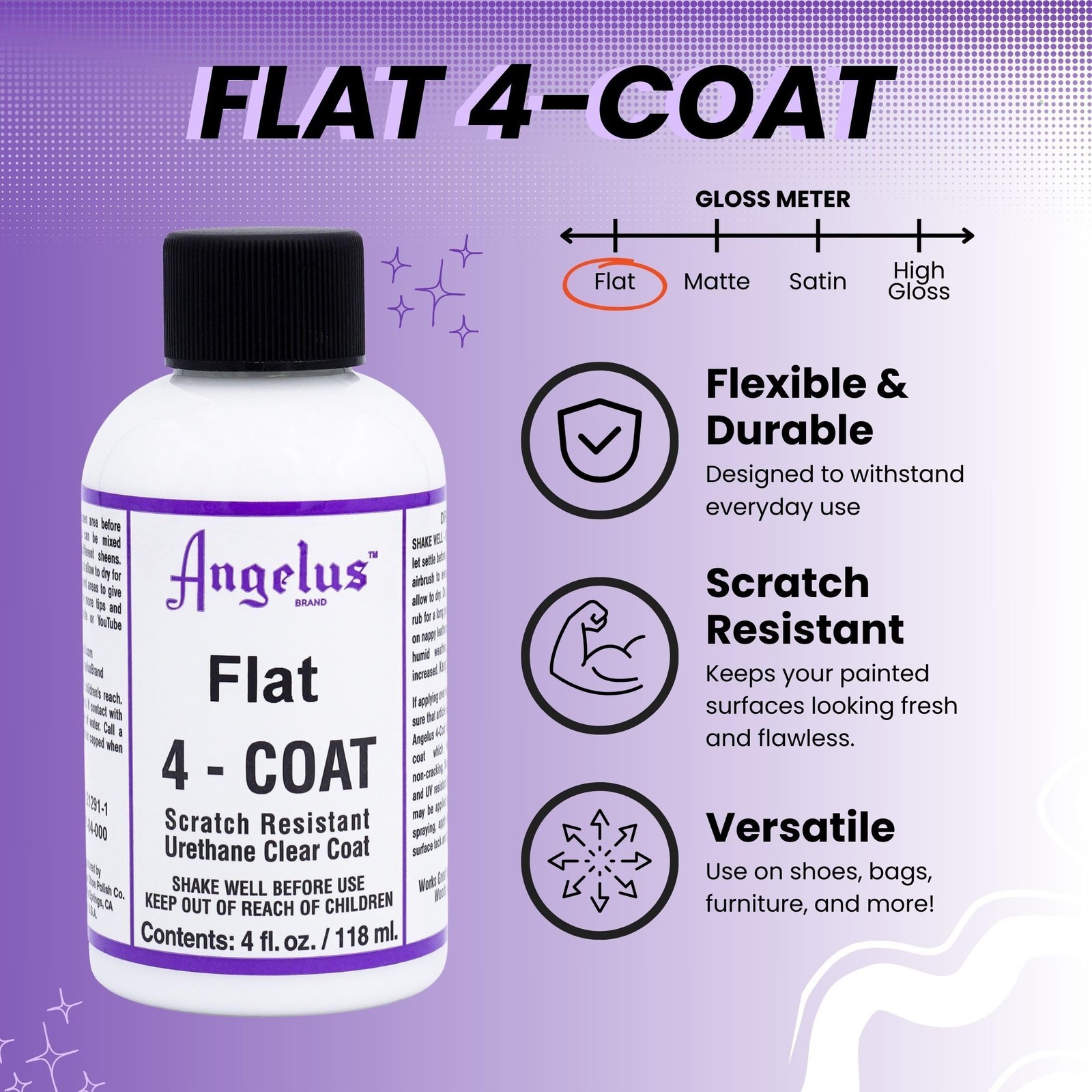 Angelus Flat 4 Coat 4 Fl Oz Clear Leather Sealer Scratch Resistant Durable Fi…