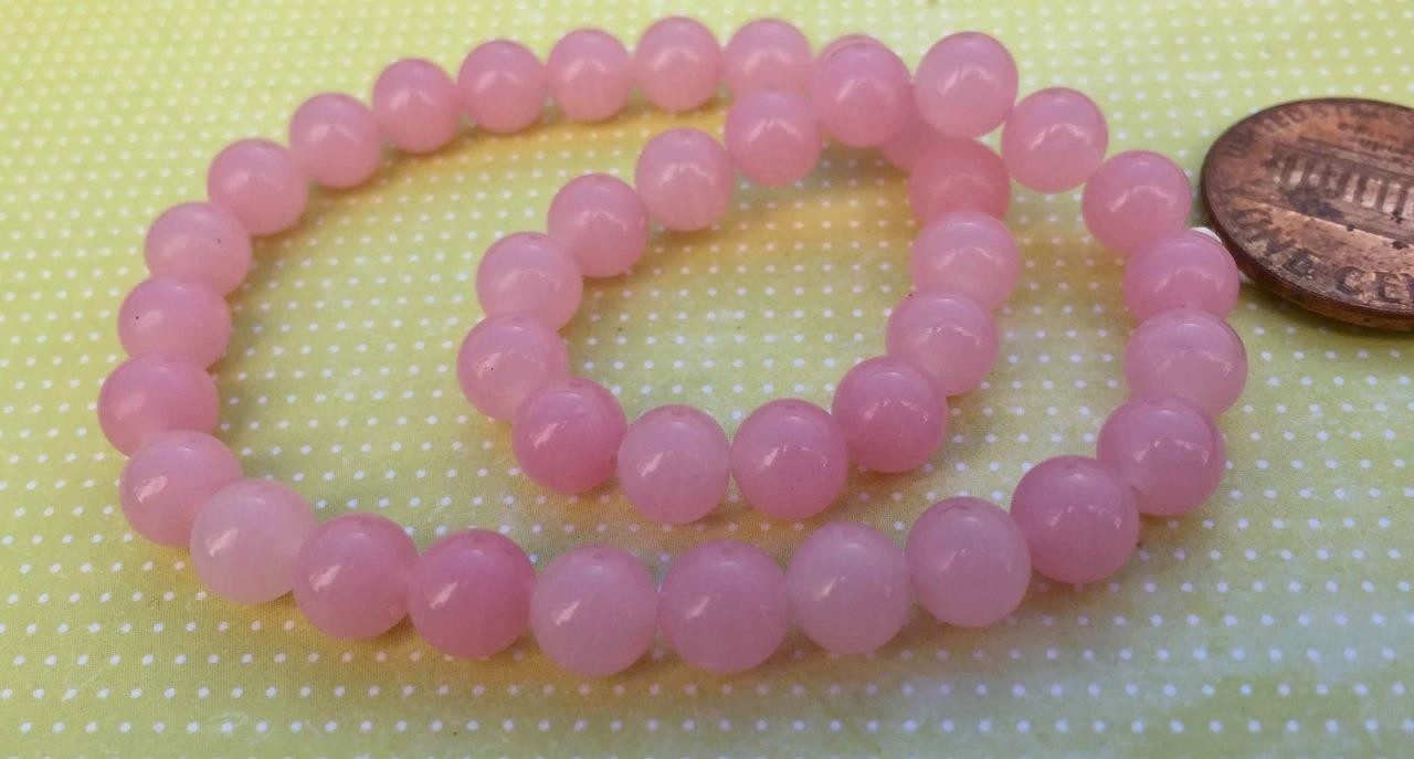 Vintage 7mm Pink Glass Beads Japan 24