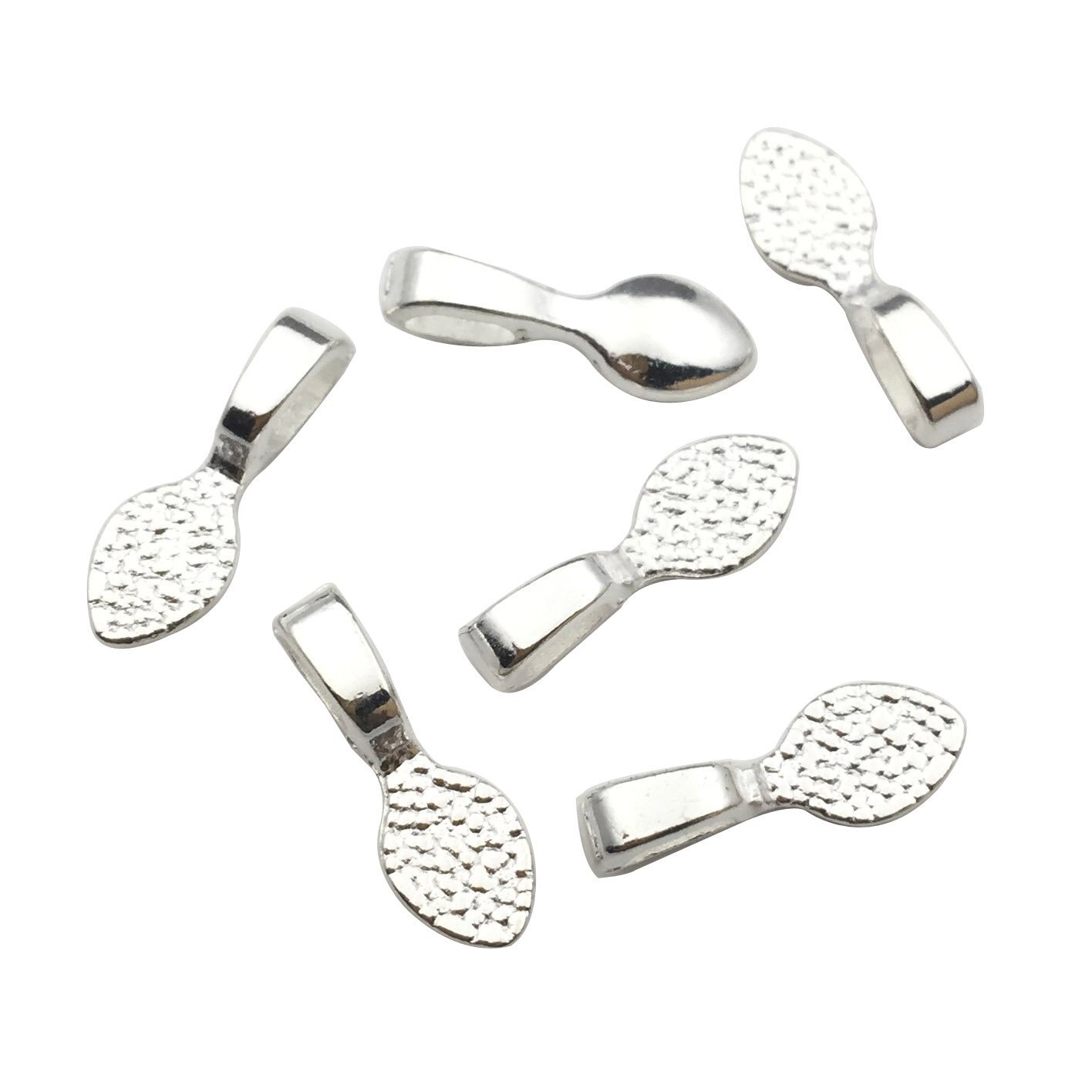 200 Shiny Silver Color Glue on Bails-Small Pendant Bails-Jewelry Bails for Penda
