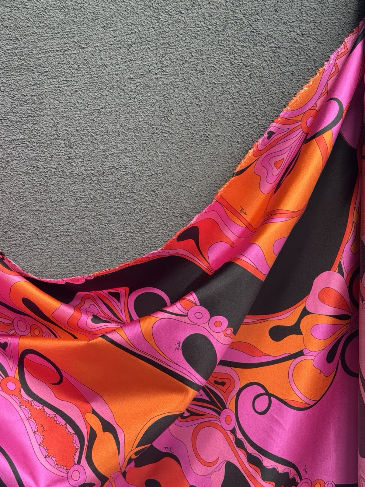 Italian Deadstock 100% Silk Twill 60 GSM Fabric By The Yard Emilio Pucci Logo