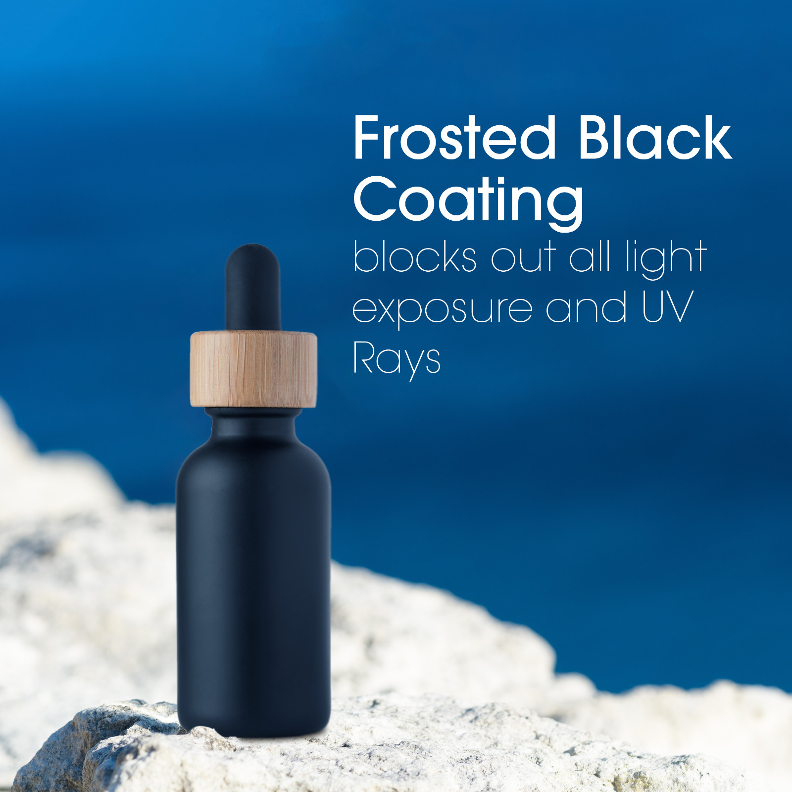 Black Coated Boston Round Glass bottles Black Bamboo Cap 1 oz / 30 ml 12 Pack