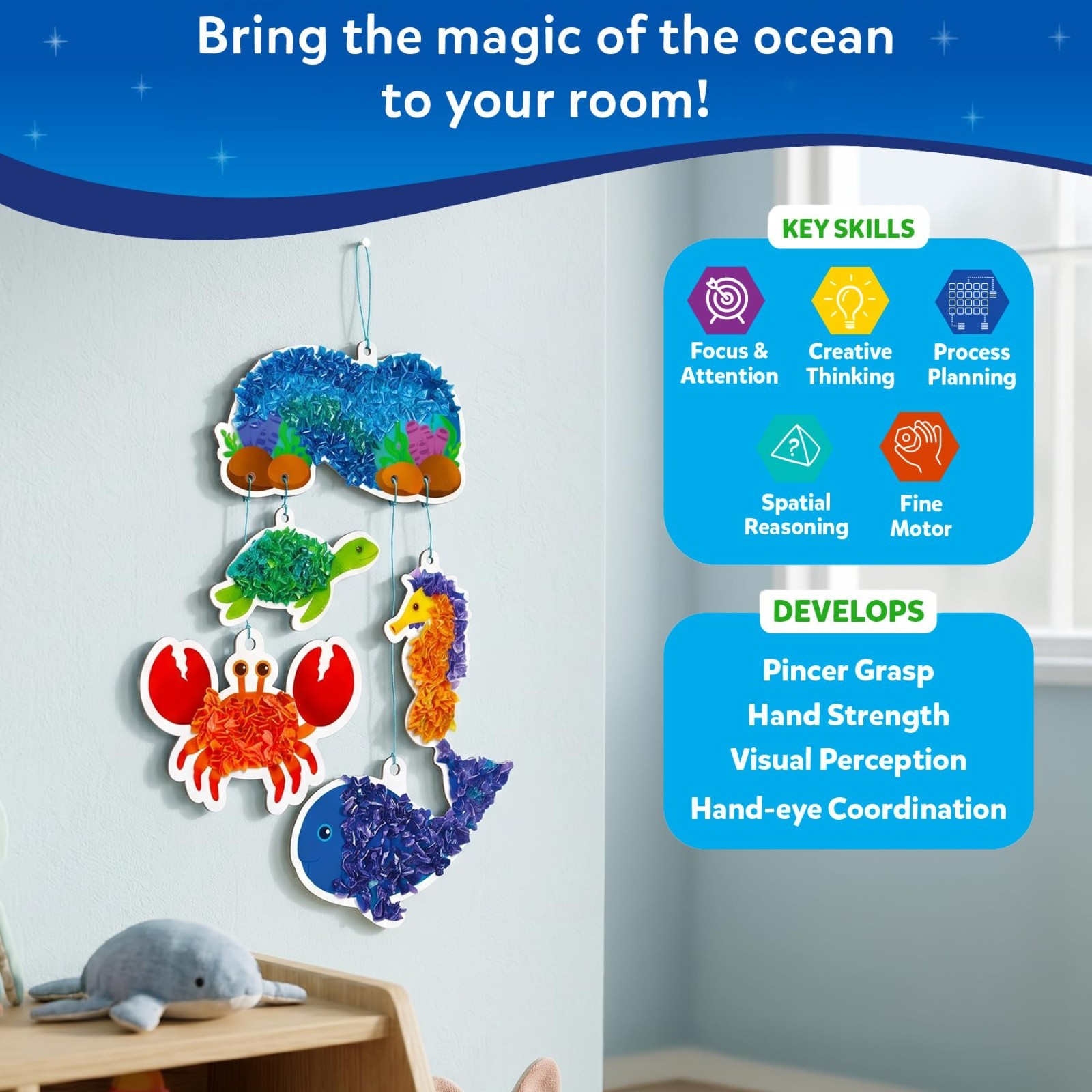Underwater Animals Wood Craft Kit – DIY Art for Kids, Screen-Free Fun, Ages 4-9