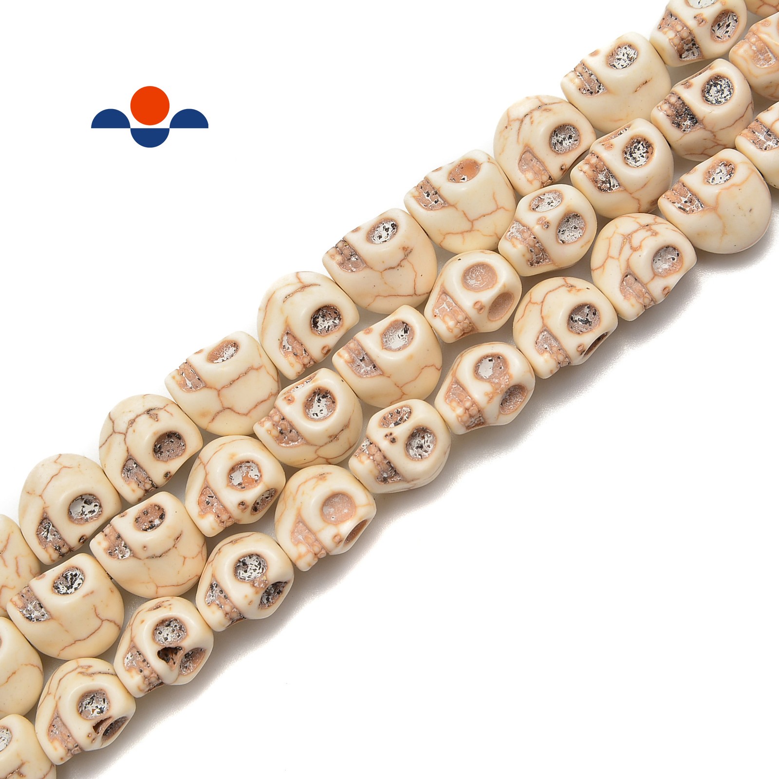 White Howlite Turquoise Skull Beads 6x8mm 8x10mm 10x12mm 18x23mm 15.5″ Strand