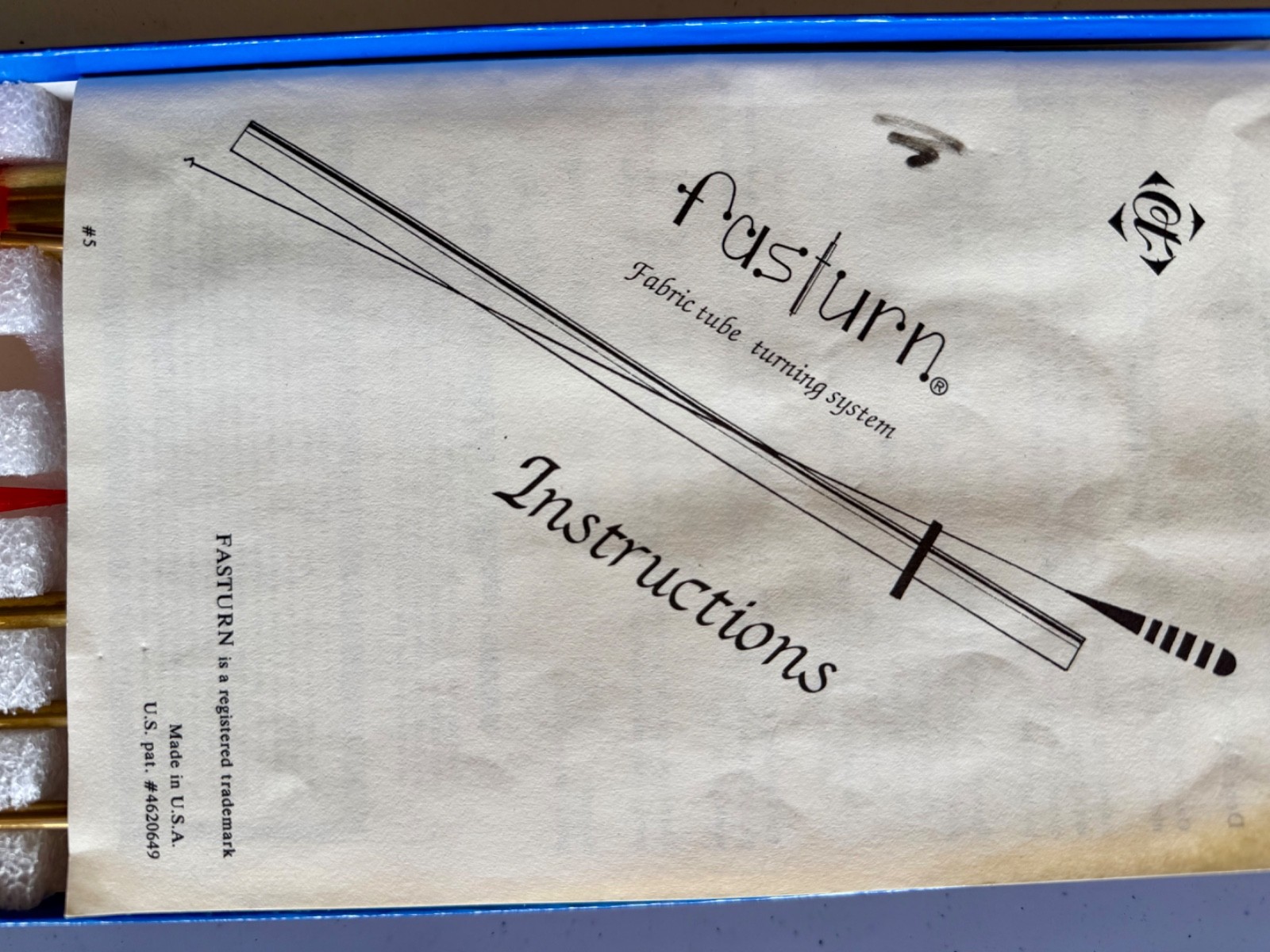 Fasturn Tube Hook Fabric Tube Turning System In Box w/ Instructions