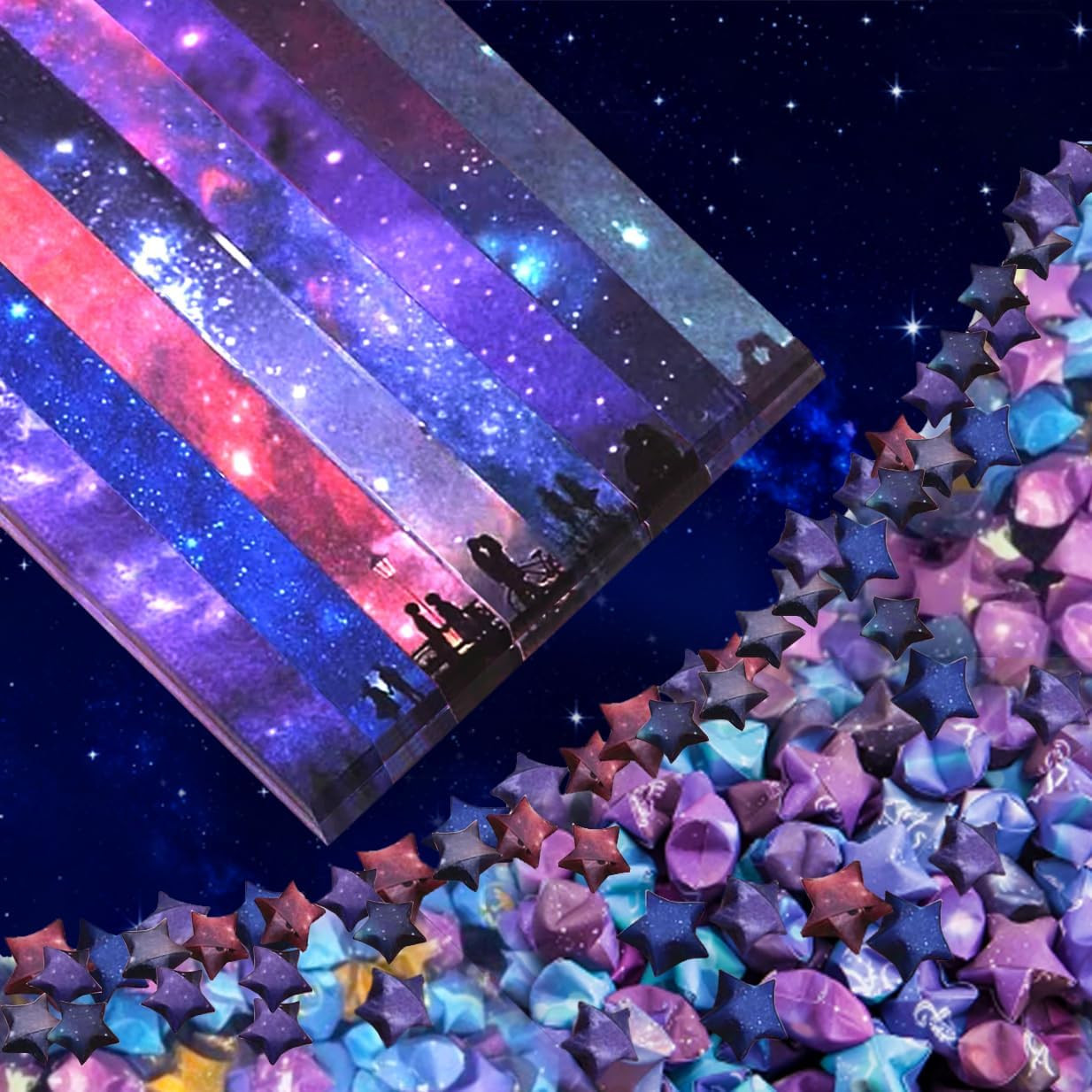 Origami Paper Stars, Colorful Handcraft Origami Lucky Star Paper DIY Paper Arts