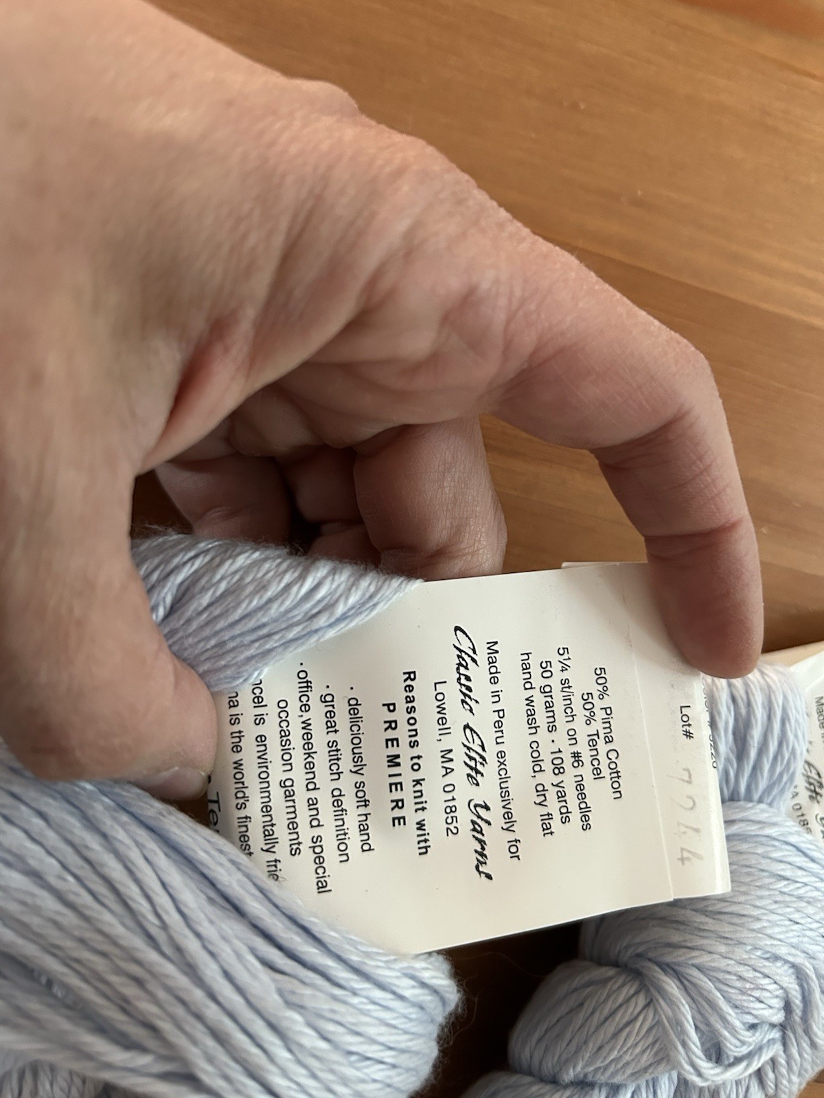 Classic Elite Yarns Premiere Pima Cotton/Tencel Worsted Light Blue Hank Lot