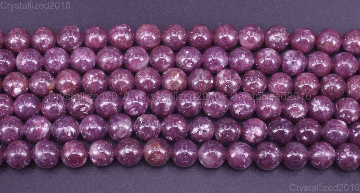 AAA Natural Purple Lepidolite Gemstone Round Loose Beads 6mm 8mm 10mm 12mm 15.5″
