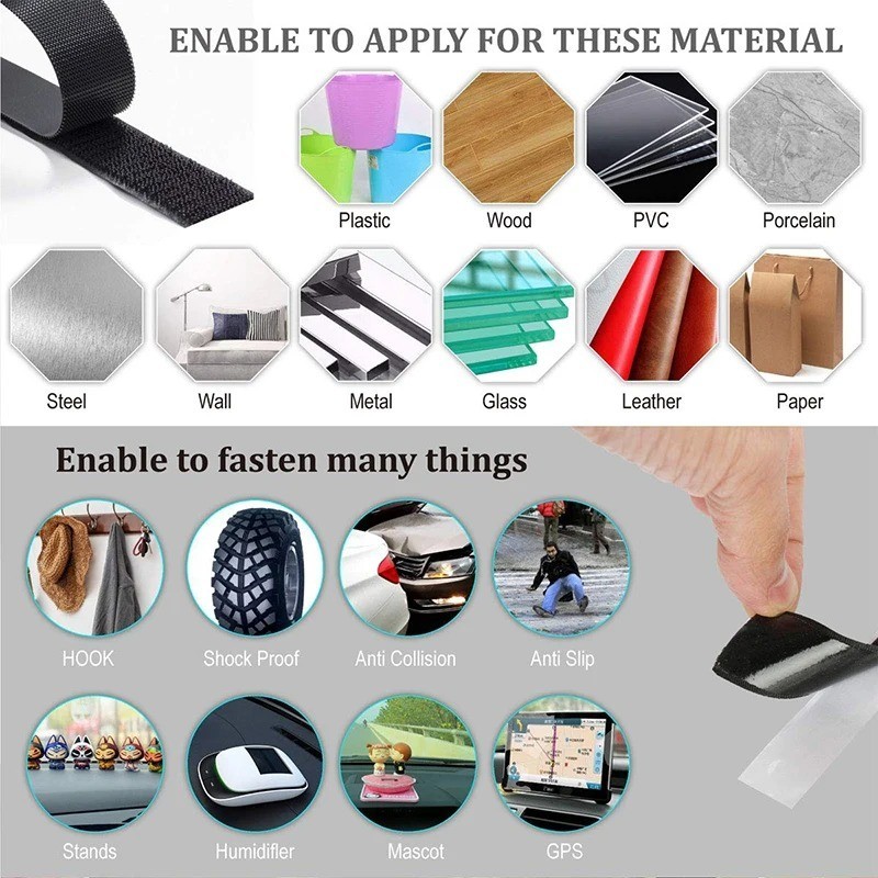 Hook Loop Self Adhesive Fastener Tape Heavy Duty Double Sided Sticky Tape