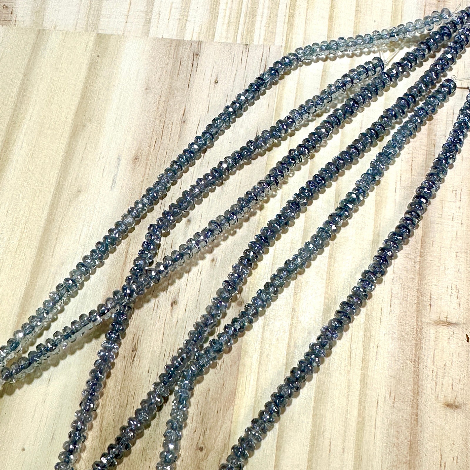Czech Faceted Glass Doughnut Beads 2.5x4mm Crystal Blue Luster tire/donut 72pcs