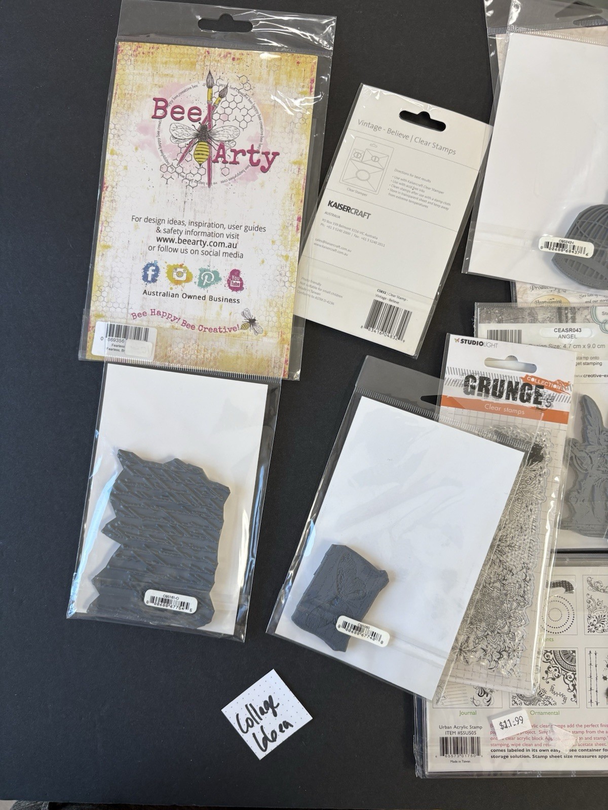 Collage Mixed Media Huge LOT of 66 Cling Clear Unmounted Stamps Altered