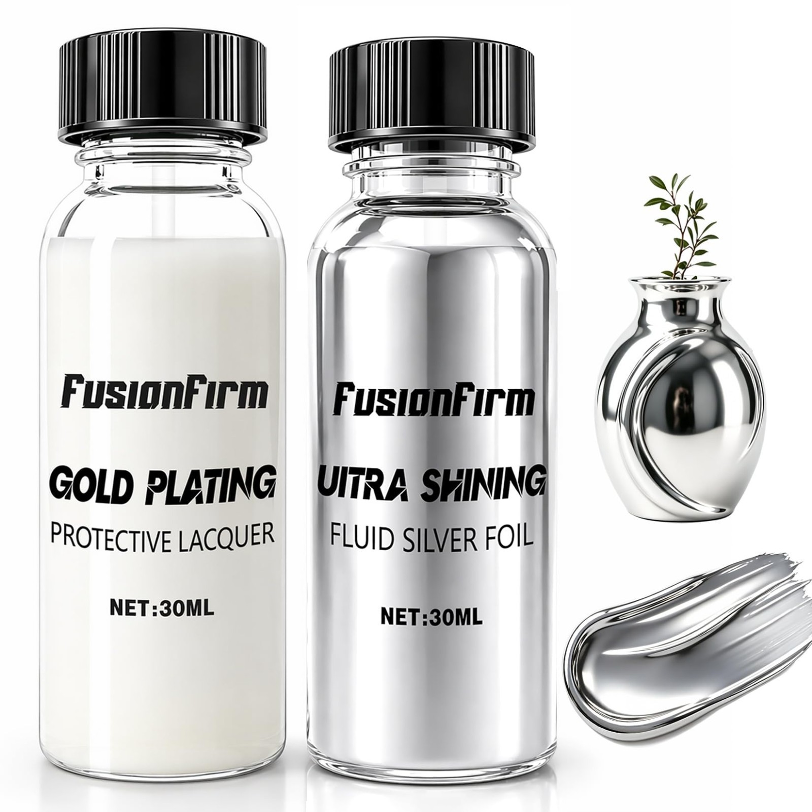 High Gloss Silver Airbrush Paint – Alcohol-Based Liquid Leaf 1 Fl Oz – Craft & A