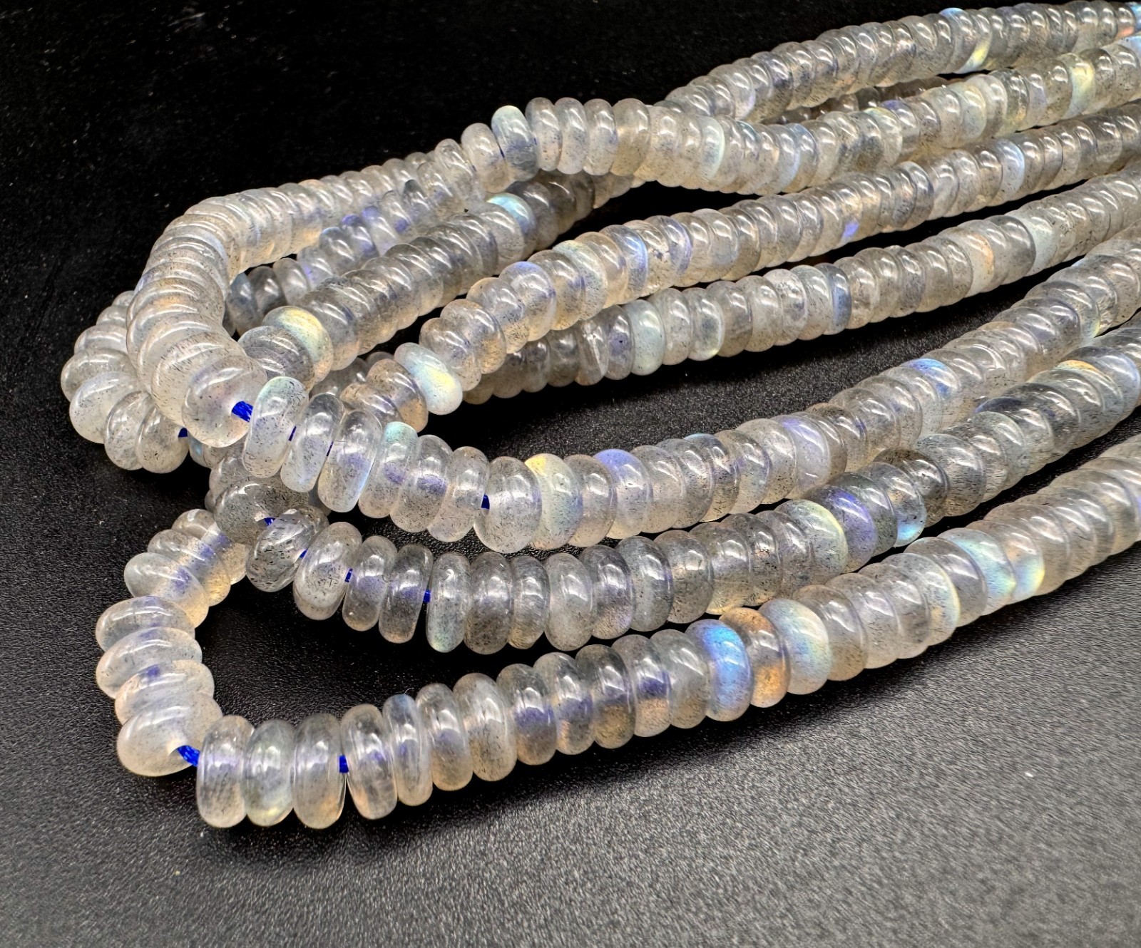 Natural Flashy Rainbow Gray Labradorite 6mm Rondelle Gemstone Beads RD18