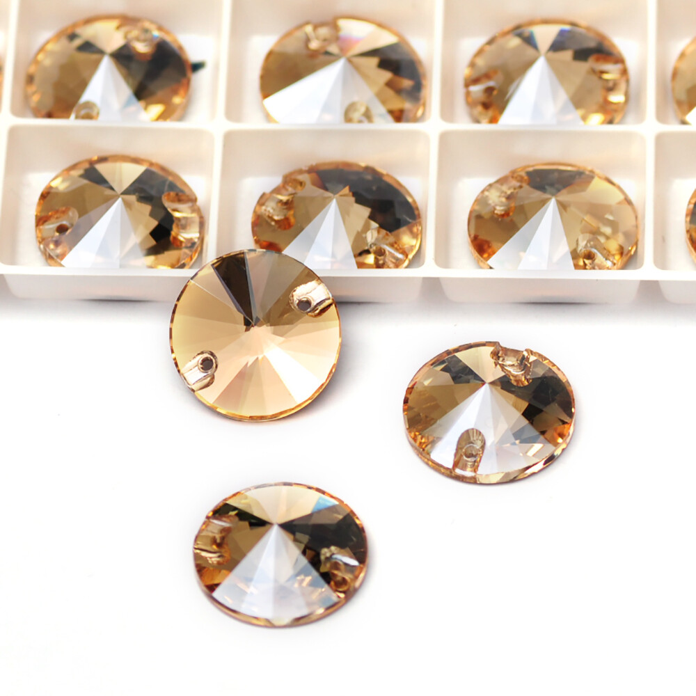 Glass Crystal Golden Shadow Sew ON Rhinestones Rivoli Oval Navette Square Triang