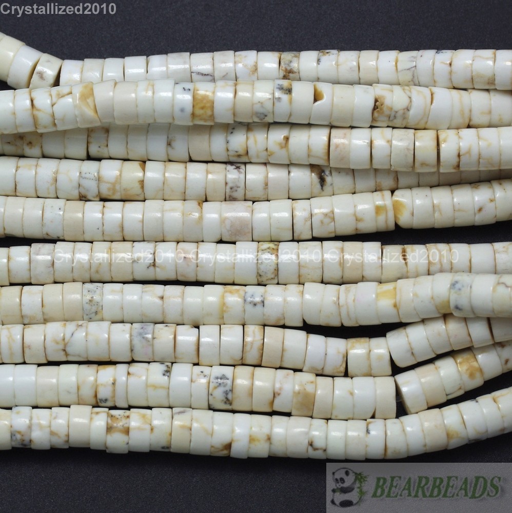 Natural White Turquoise Gemstone Heishi Spacer Beads 3mm 6mm 8mm 10mm 12mm 16″