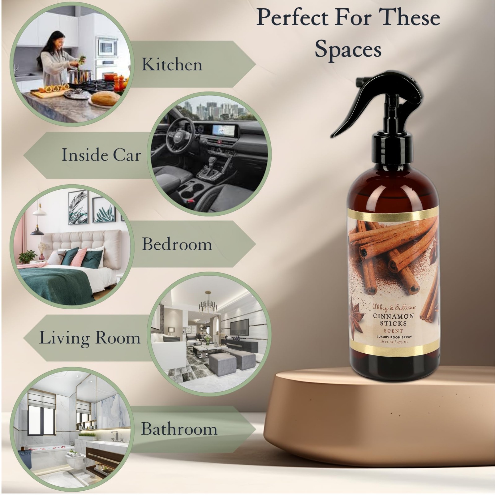 Abbey & Sullivan Room Spray, 16 Fl Oz (Pack of 1), Cinnamon Sticks Scent