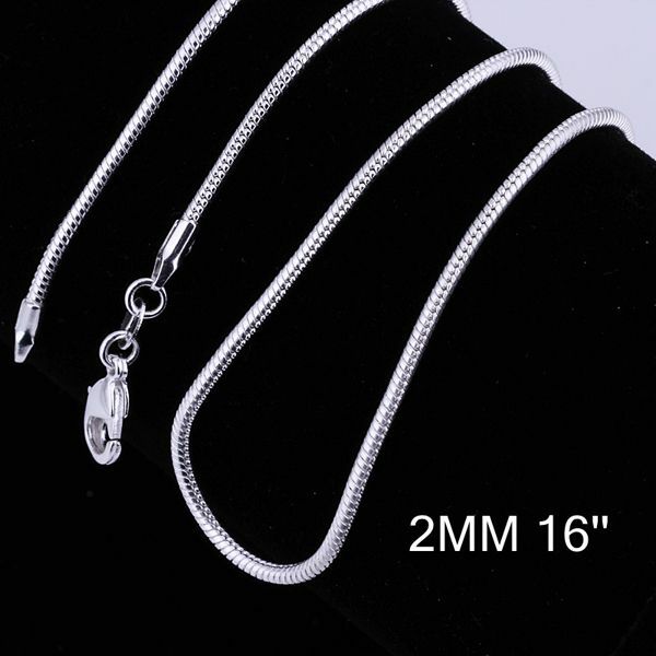 Wholesale 10pcs 2mm 925 Silver Plated Snake Chain Necklace 16″-24″,Pick Length!